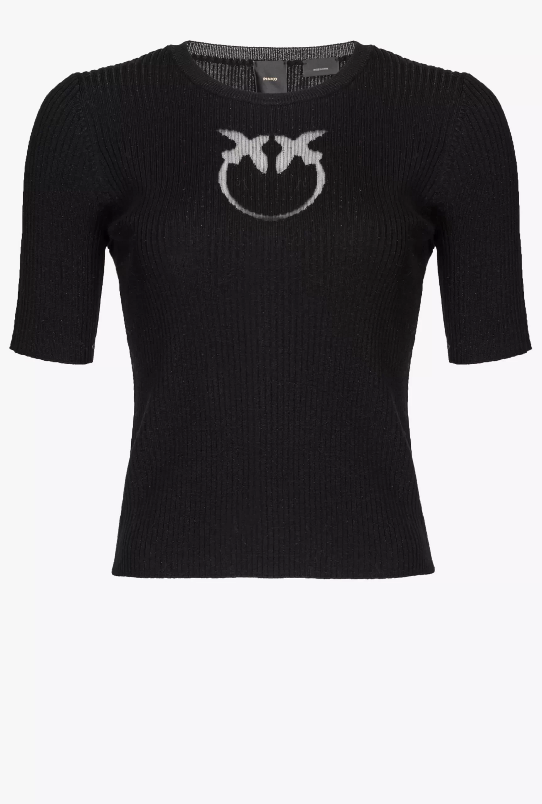 PINKO Short-sleeved Wool Sweater With Logo Shop