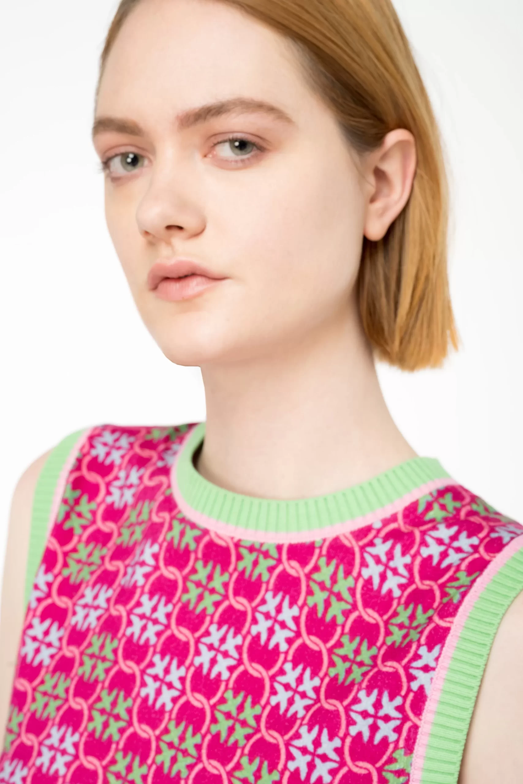 PINKO Sleeveless Knit Top With Multicolour Monogram Outlet