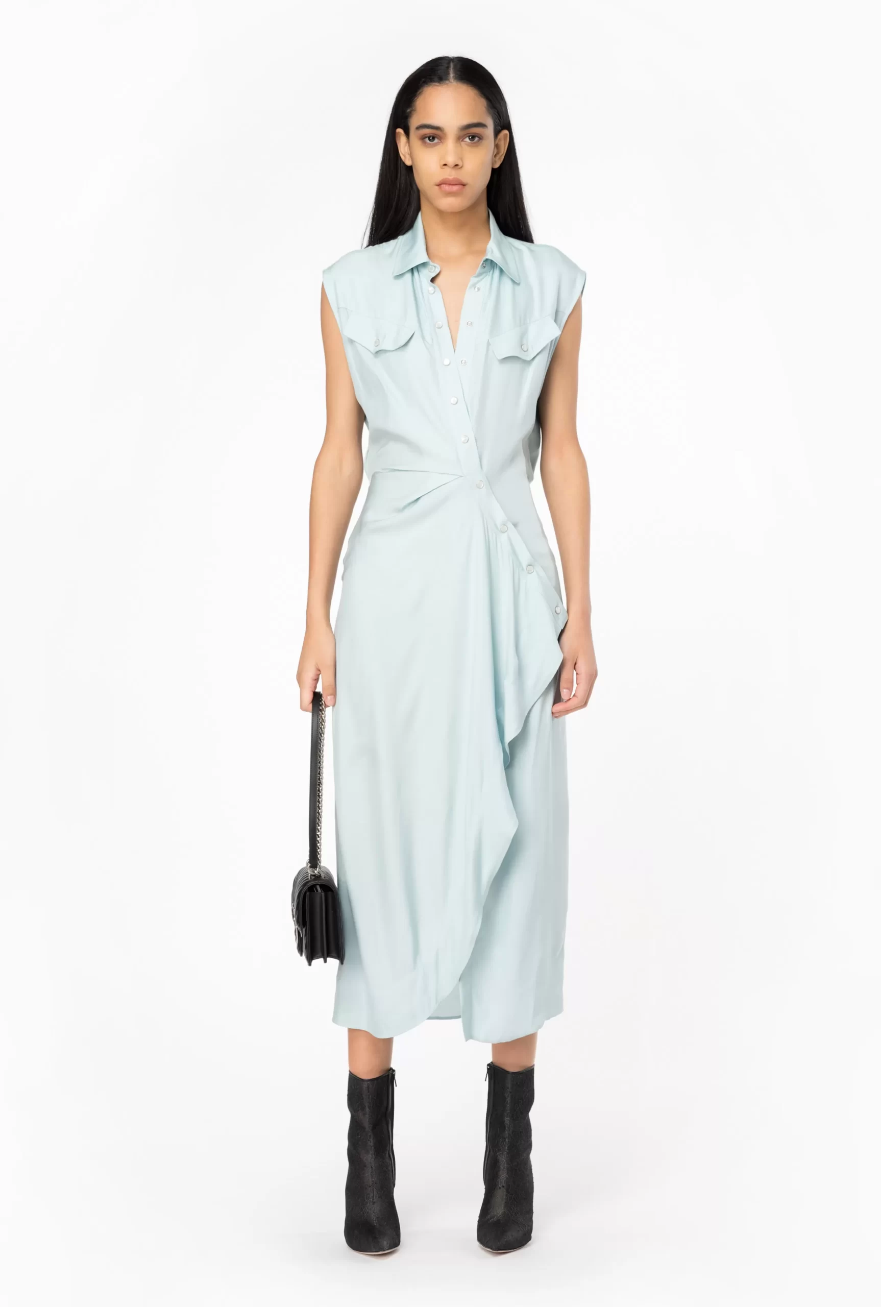 PINKO Sleeveless Shirt Dress With Asymmetric Fastening Best