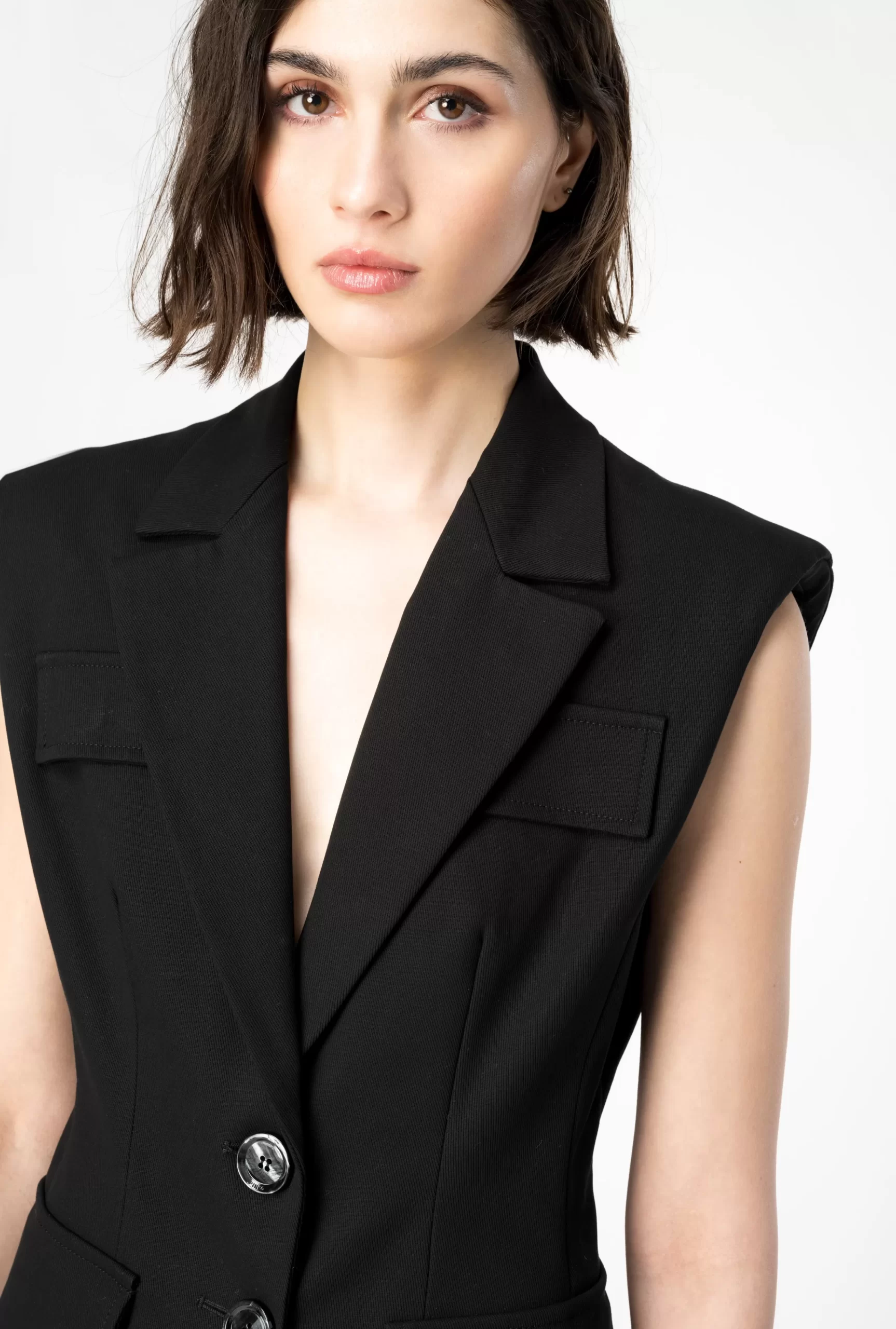 PINKO Sleeveless Stretch Tricotine Blazer Sale