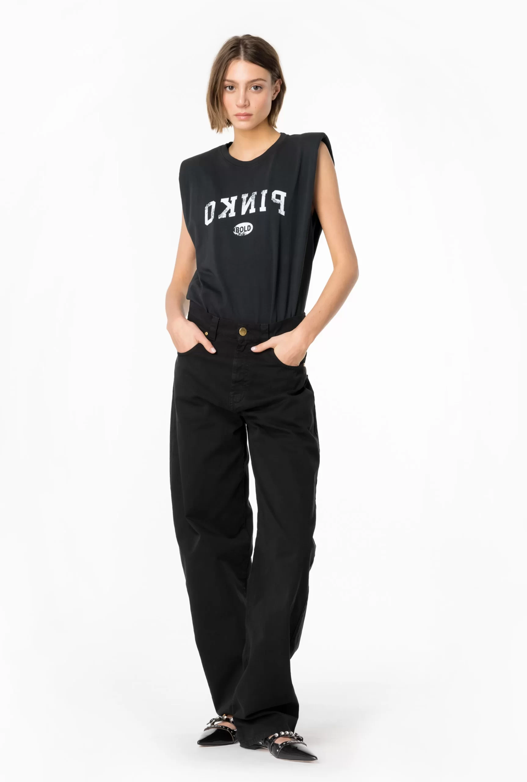 PINKO Sleeveless Top With Logo Print Shop