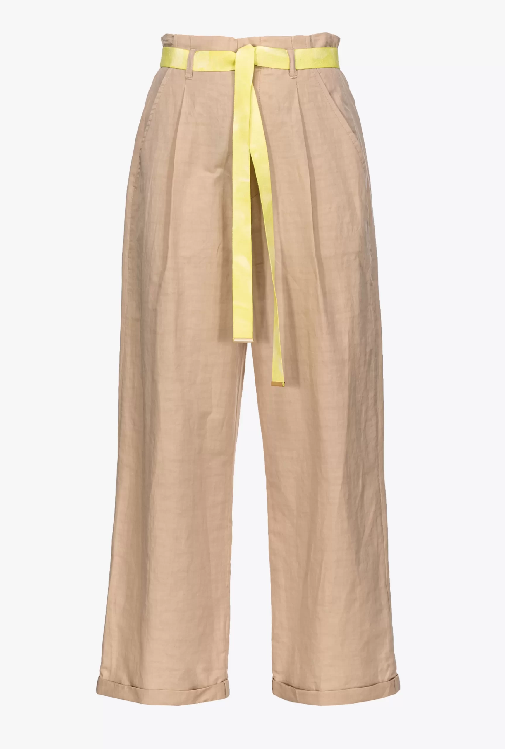 PINKO Slub Linen Trousers Outlet