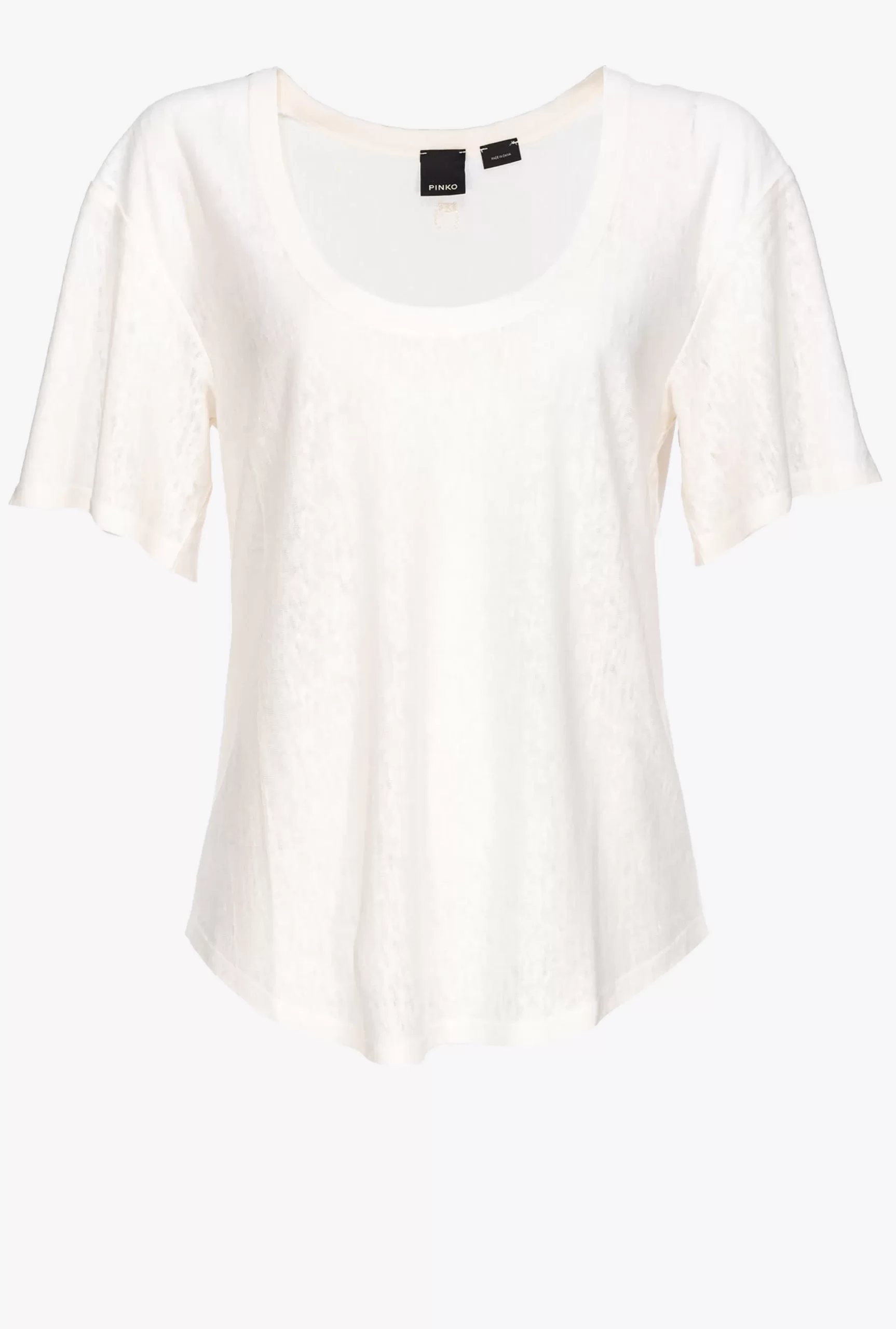 PINKO Slub Linen T-shirt Fashion