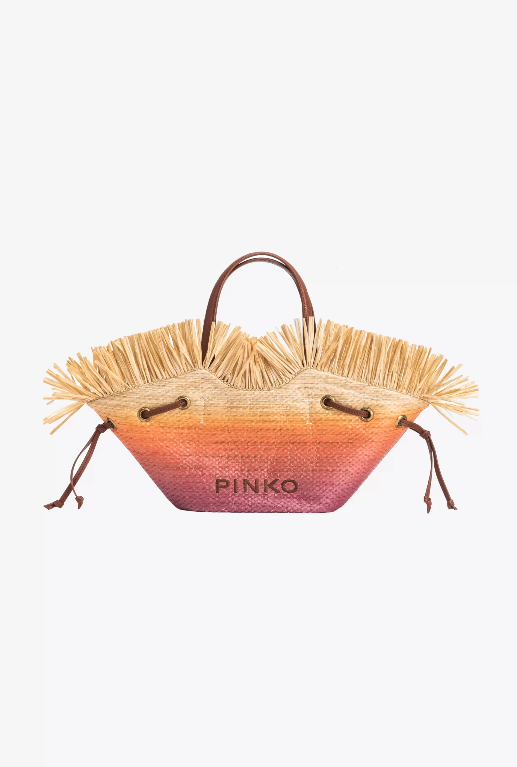 PINKO Small Pagoda Shopper Bag In Faded Raffia Best Sale