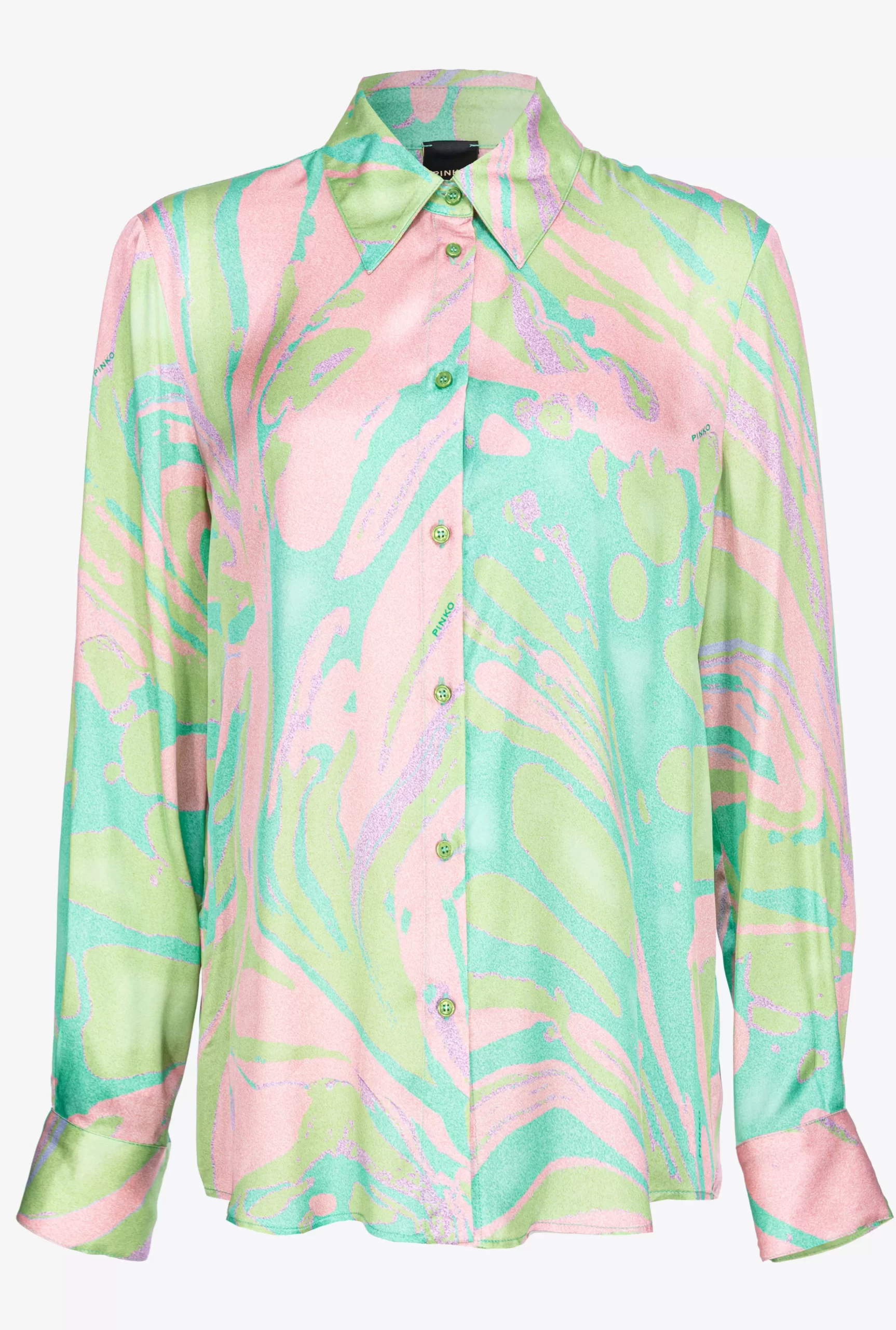 PINKO Splash-print Satin Shirt Flash Sale