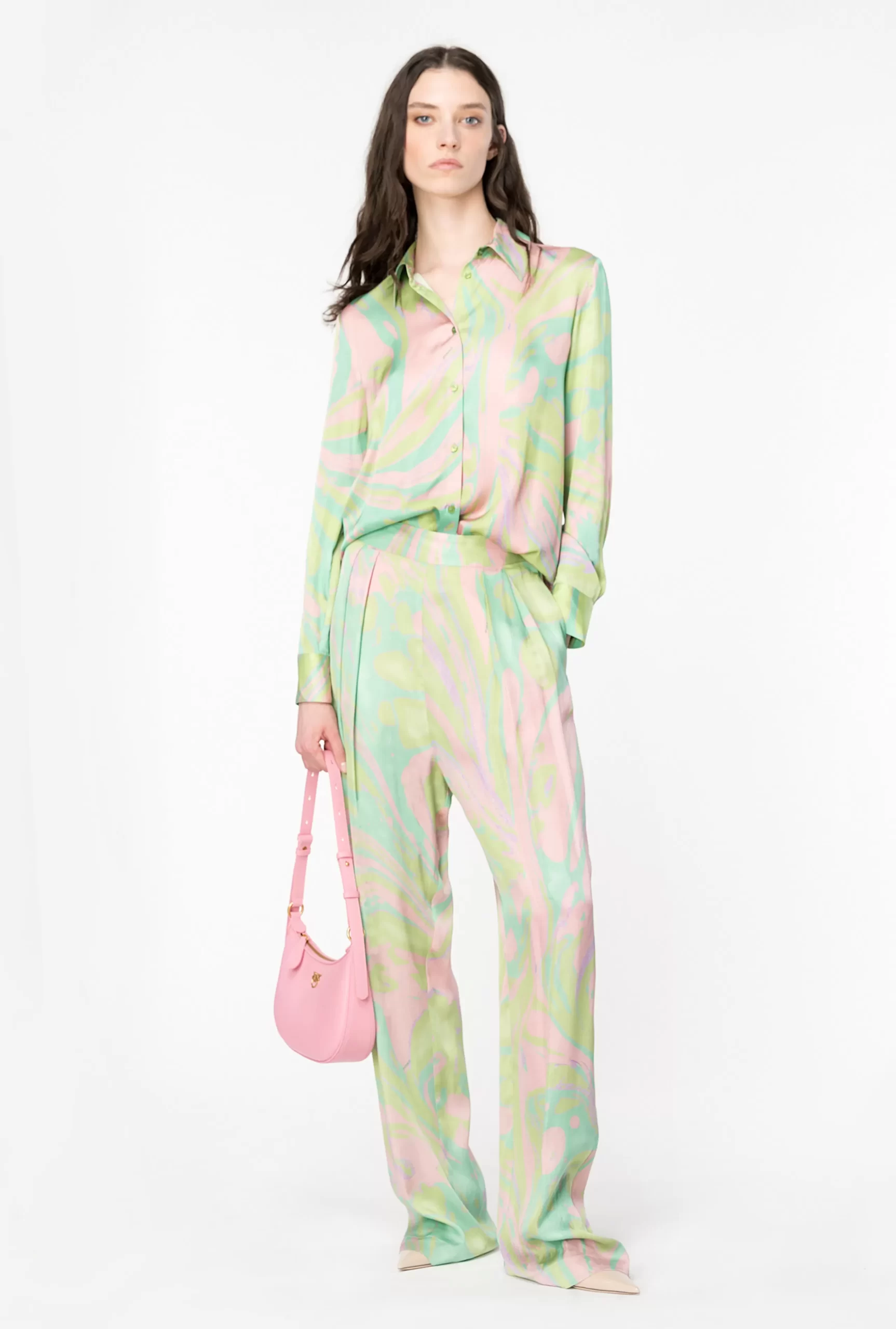 PINKO Splash-print Satin Shirt Flash Sale