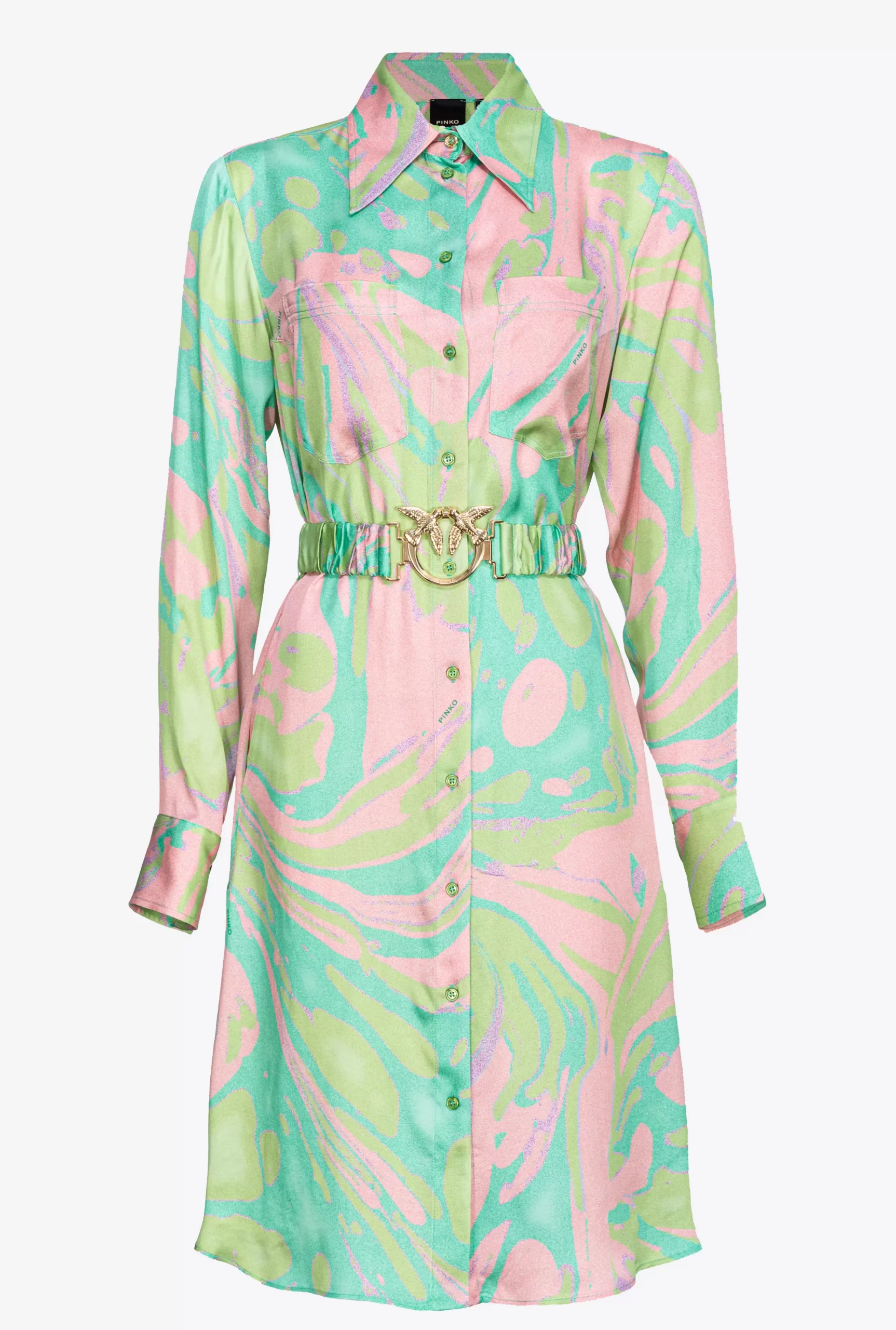 PINKO Splash-print Satin Shirt Dress Online