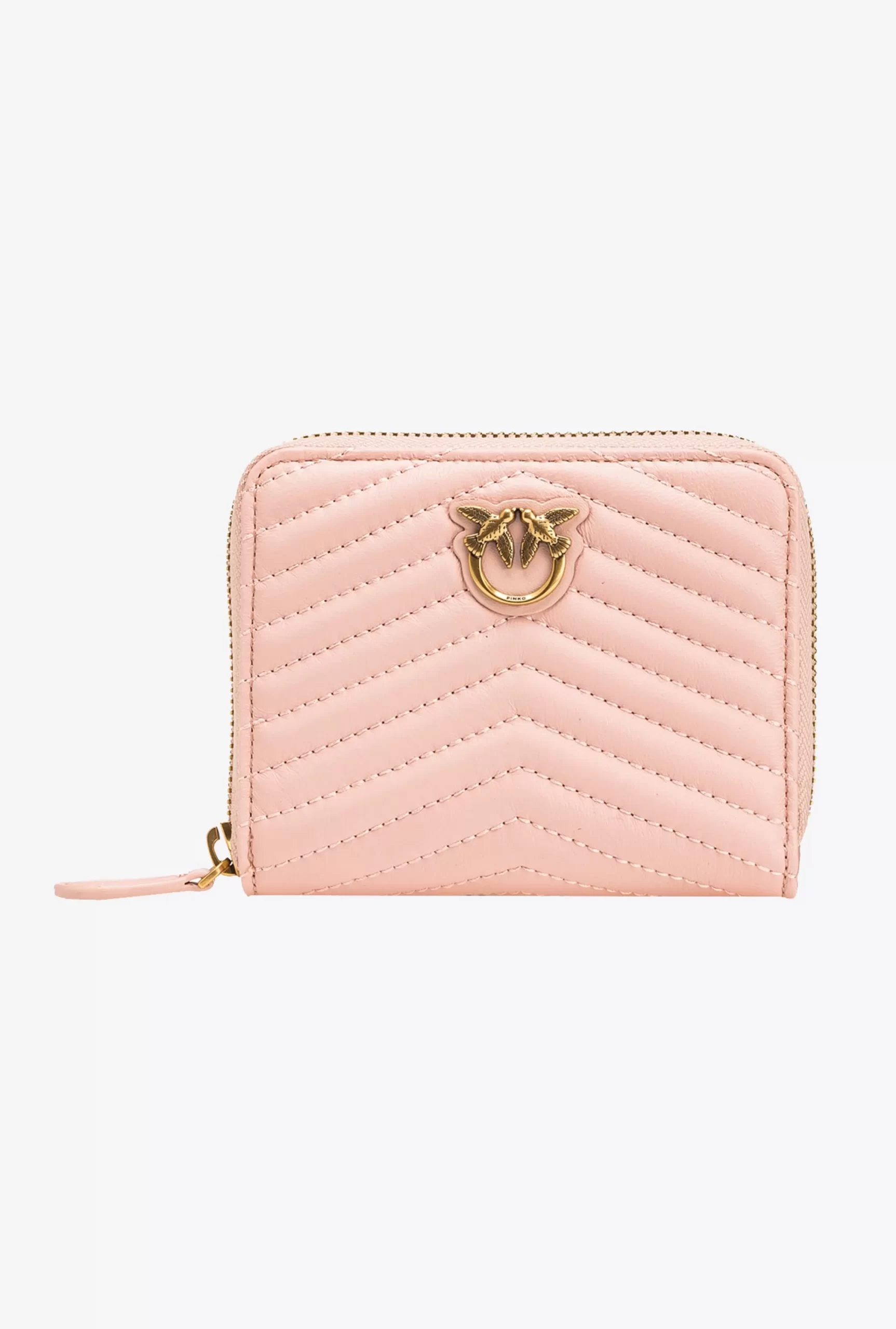 PINKO Square Zip-around Wallet In Chevron-patterned Nappa Leather Flash Sale