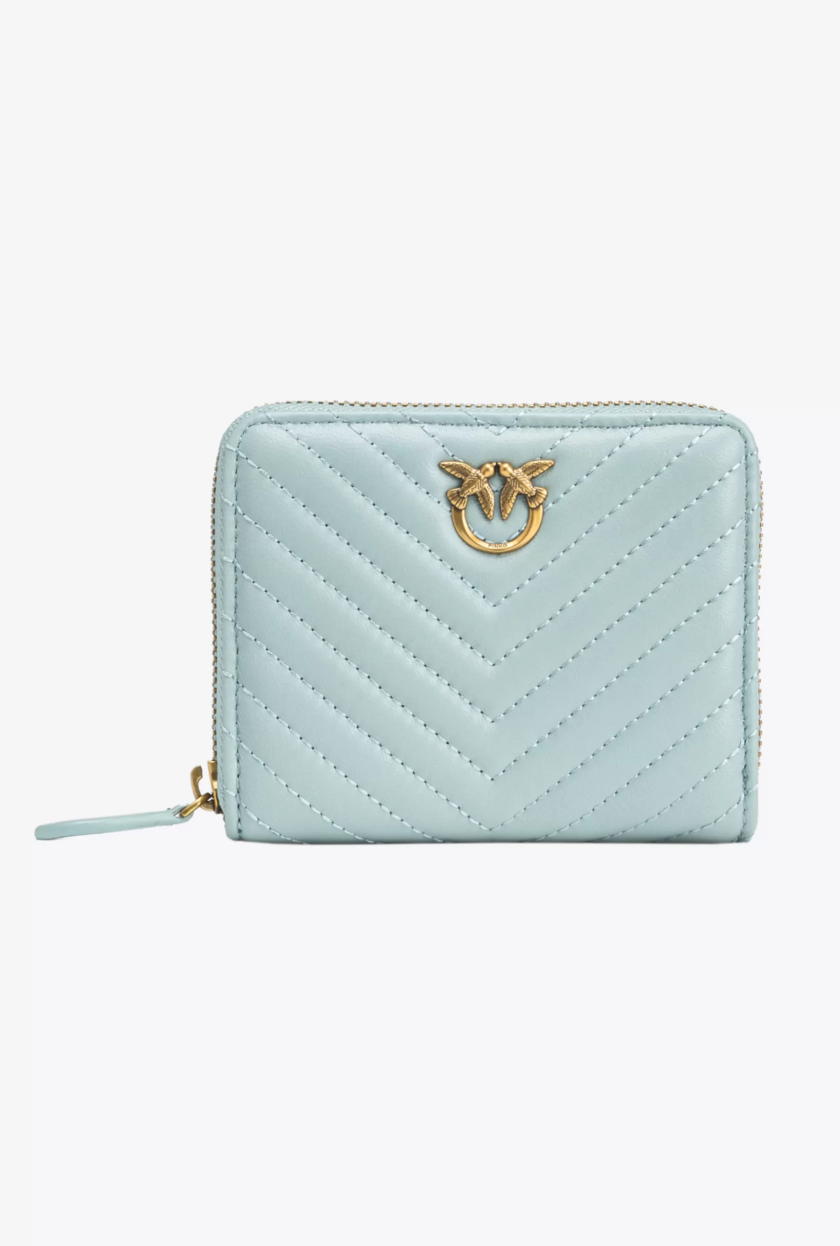 PINKO Square Zip-around Wallet In Chevron-patterned Nappa Leather Fashion