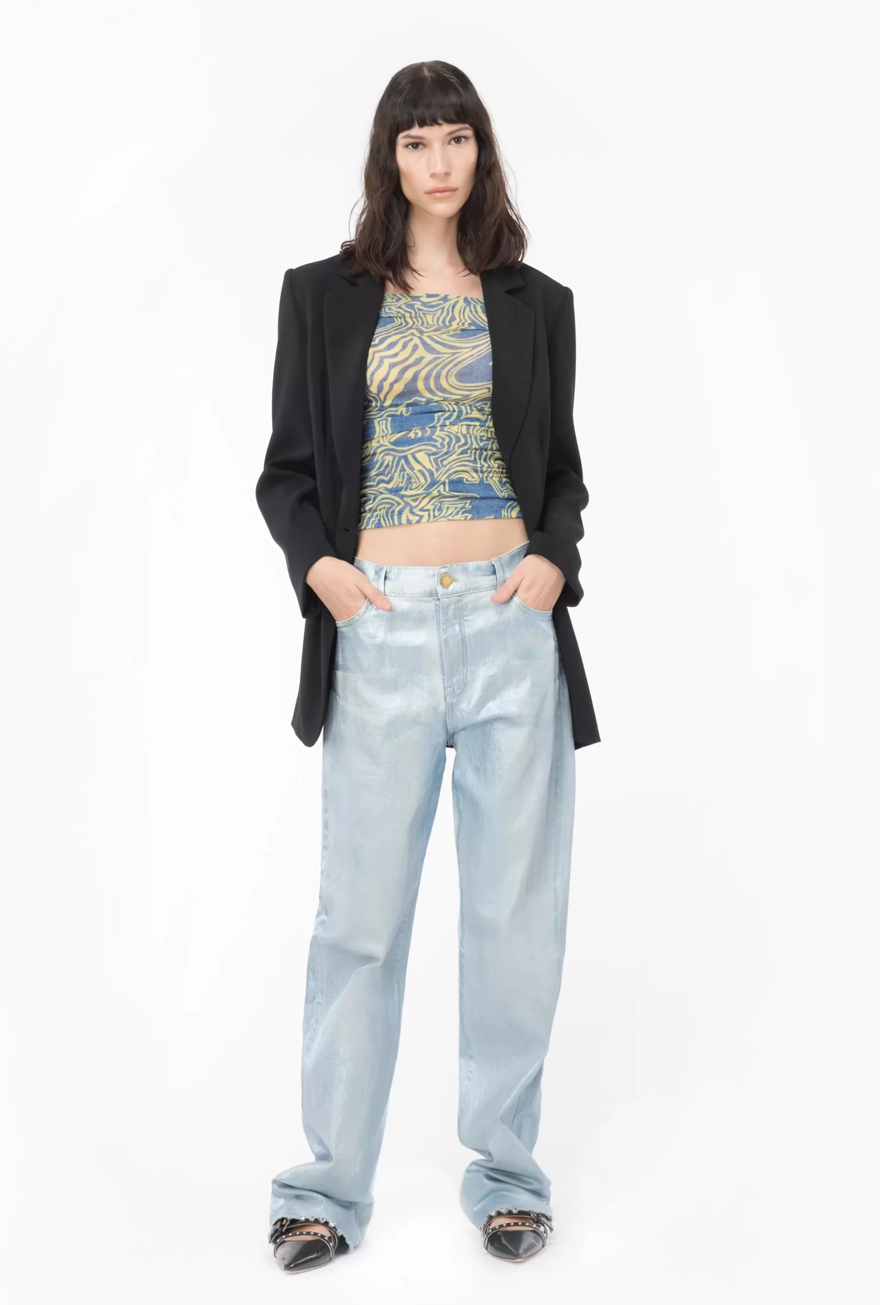 PINKO Straight-leg Shiny Denim Jeans Flash Sale