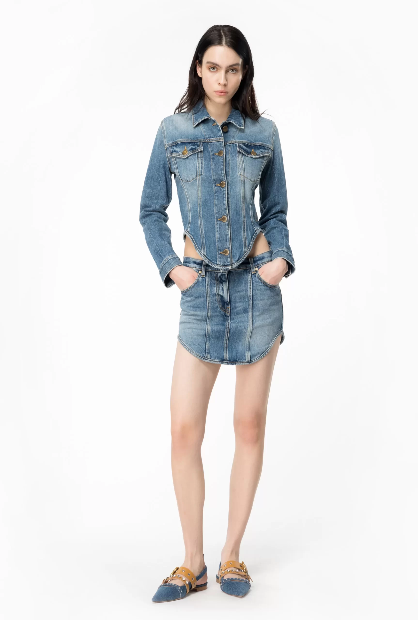 PINKO Stretch Denim Mini Skirt Clearance