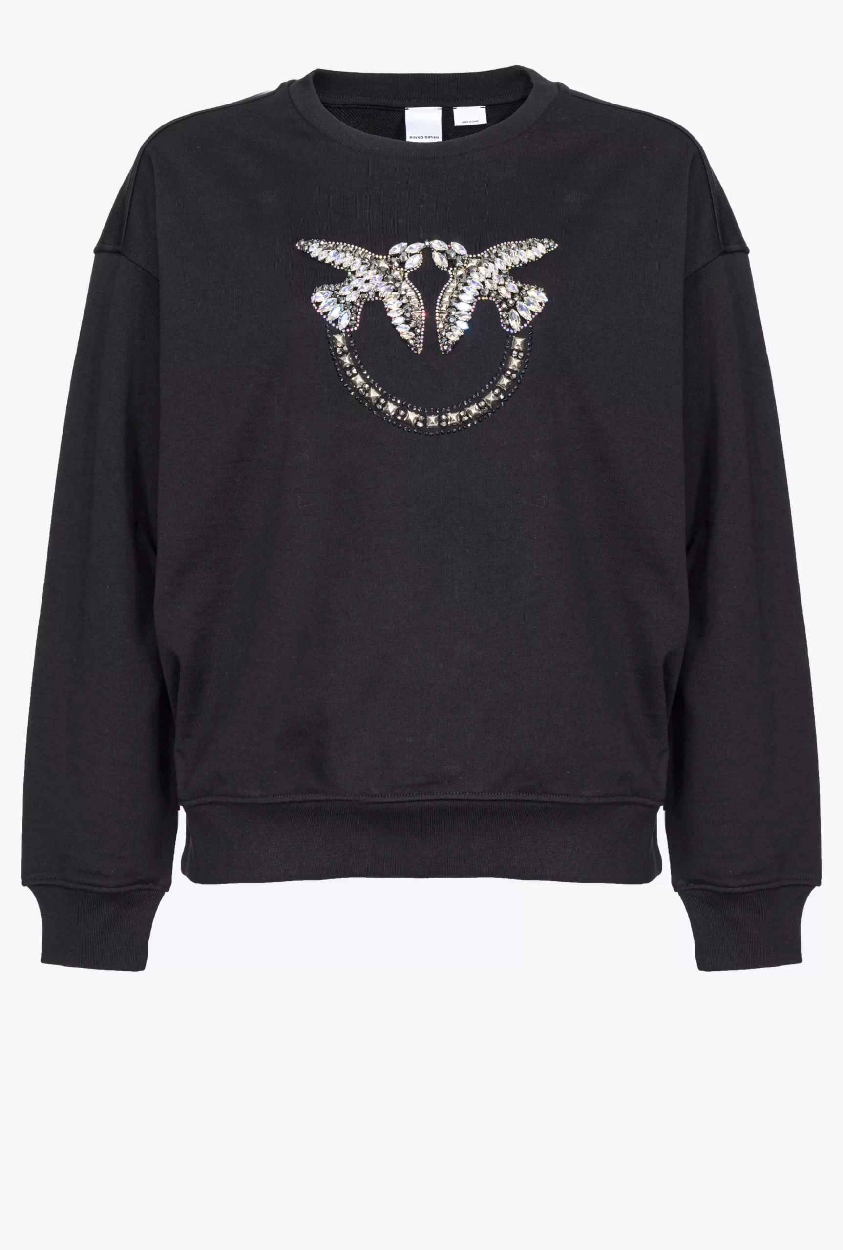 PINKO Sweatshirt With Love Birds Embroidery Sale