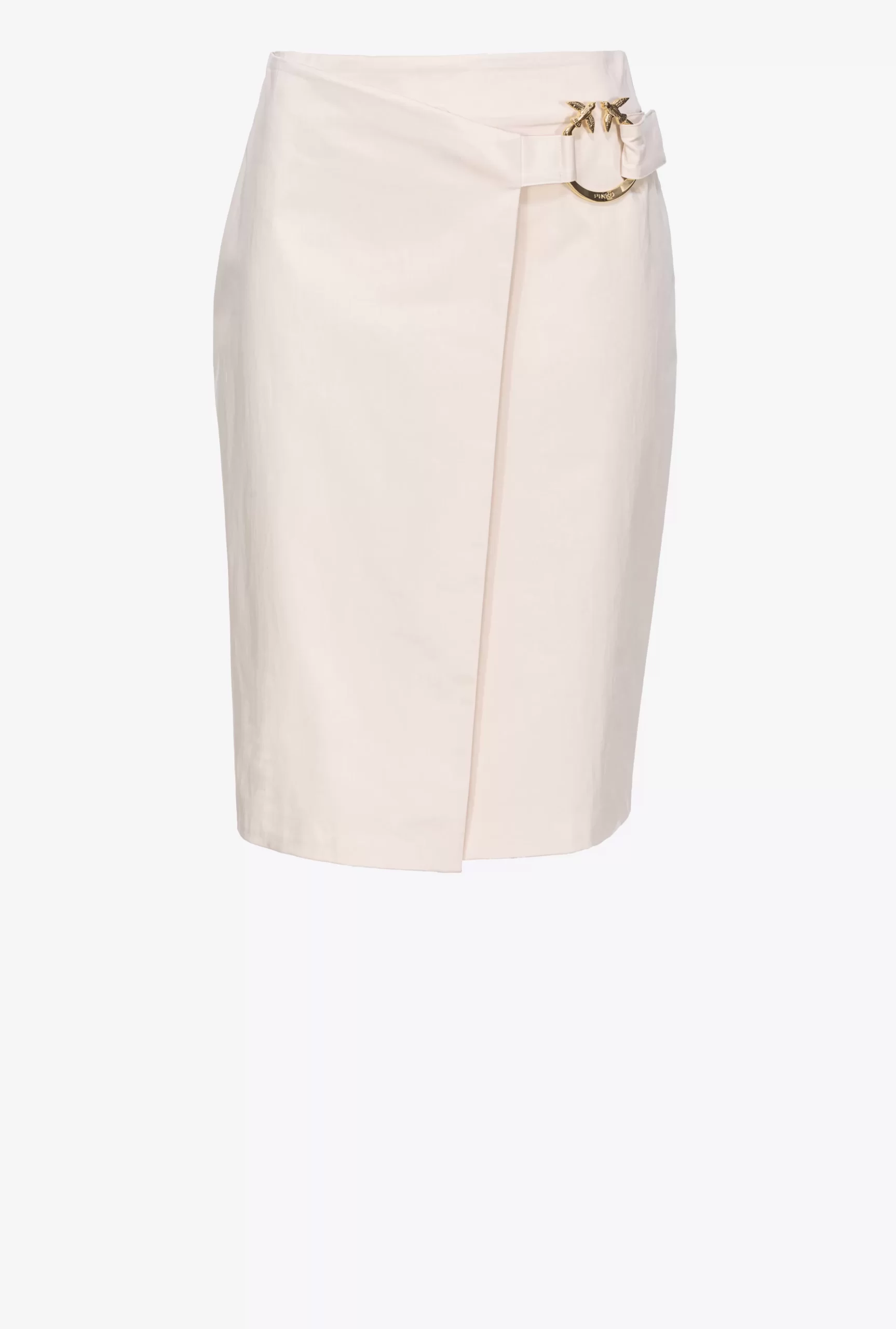 PINKO Technical Satin Calf-length Skirt With Piercing Buckle Hot