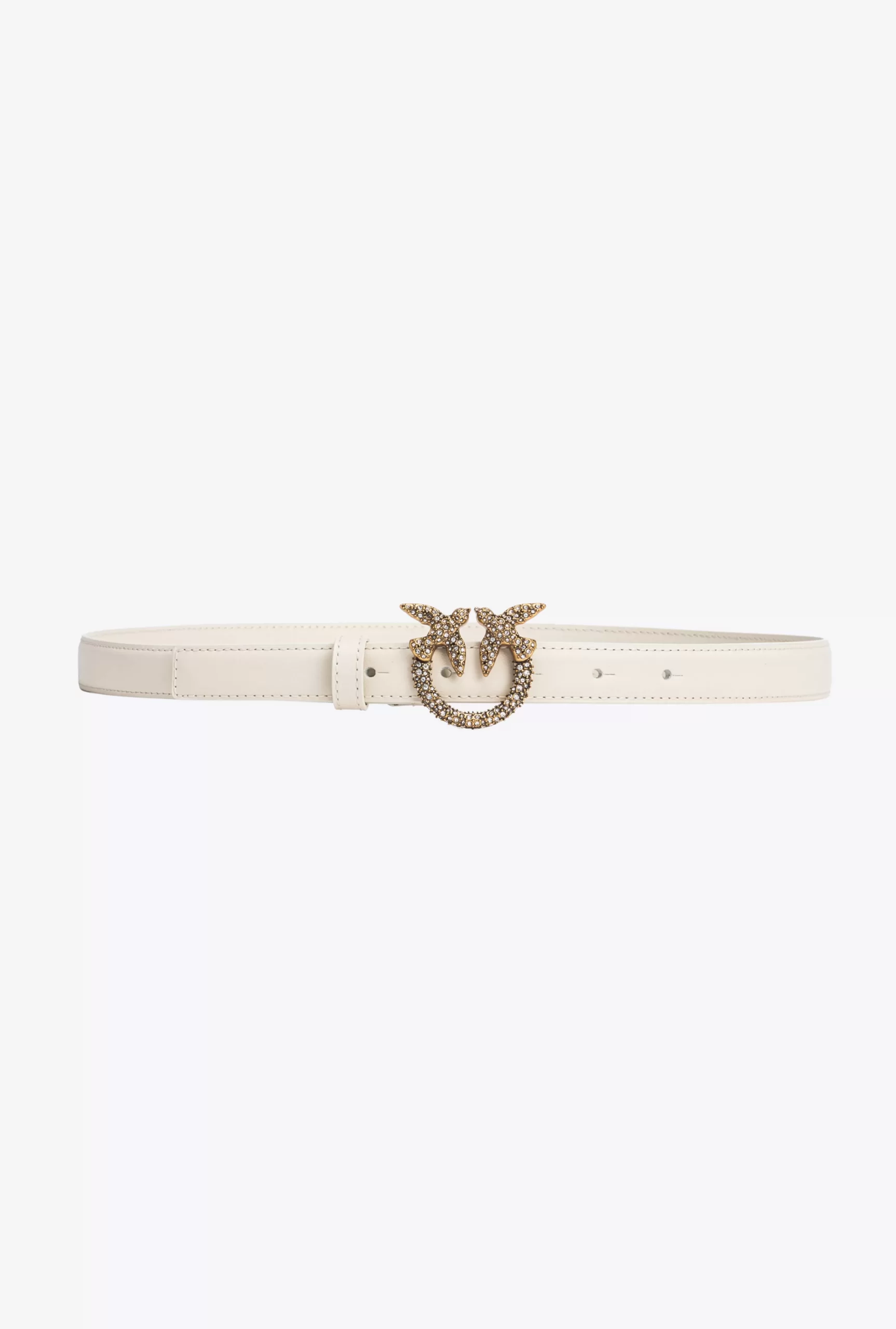 PINKO Thin Bejewelled Belt With Love Birds Buckle, 2cm Hot