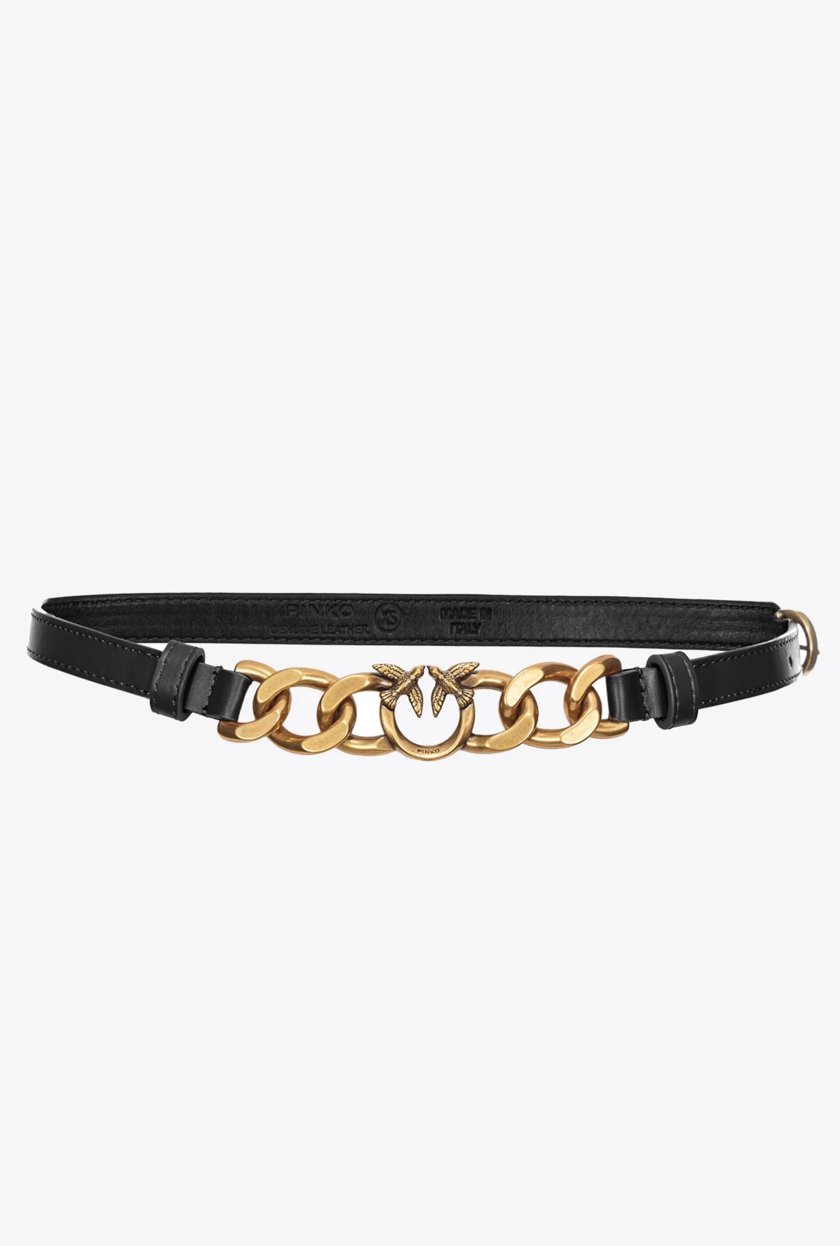 PINKO Thin Belt With Tiny Love Birds And Chain 1cm Flash Sale