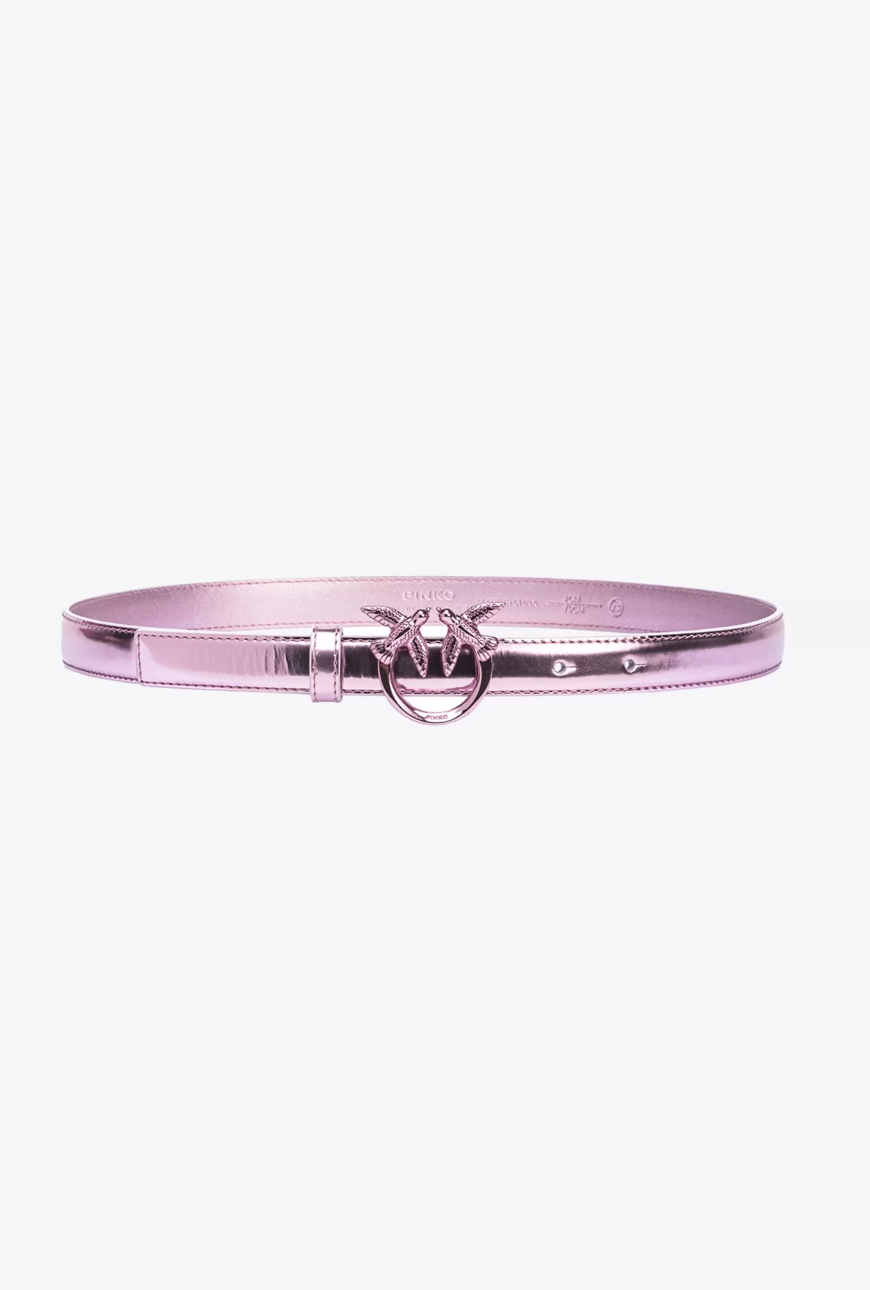 PINKO Thin Mirror-effect Leather Love Birds Belt 2cm Fashion