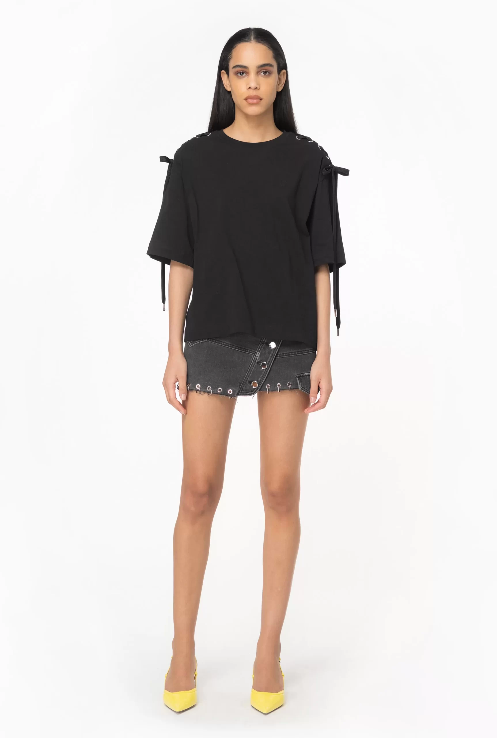 PINKO T-shirt With Criss-crossing Shoulder Lacing Shop