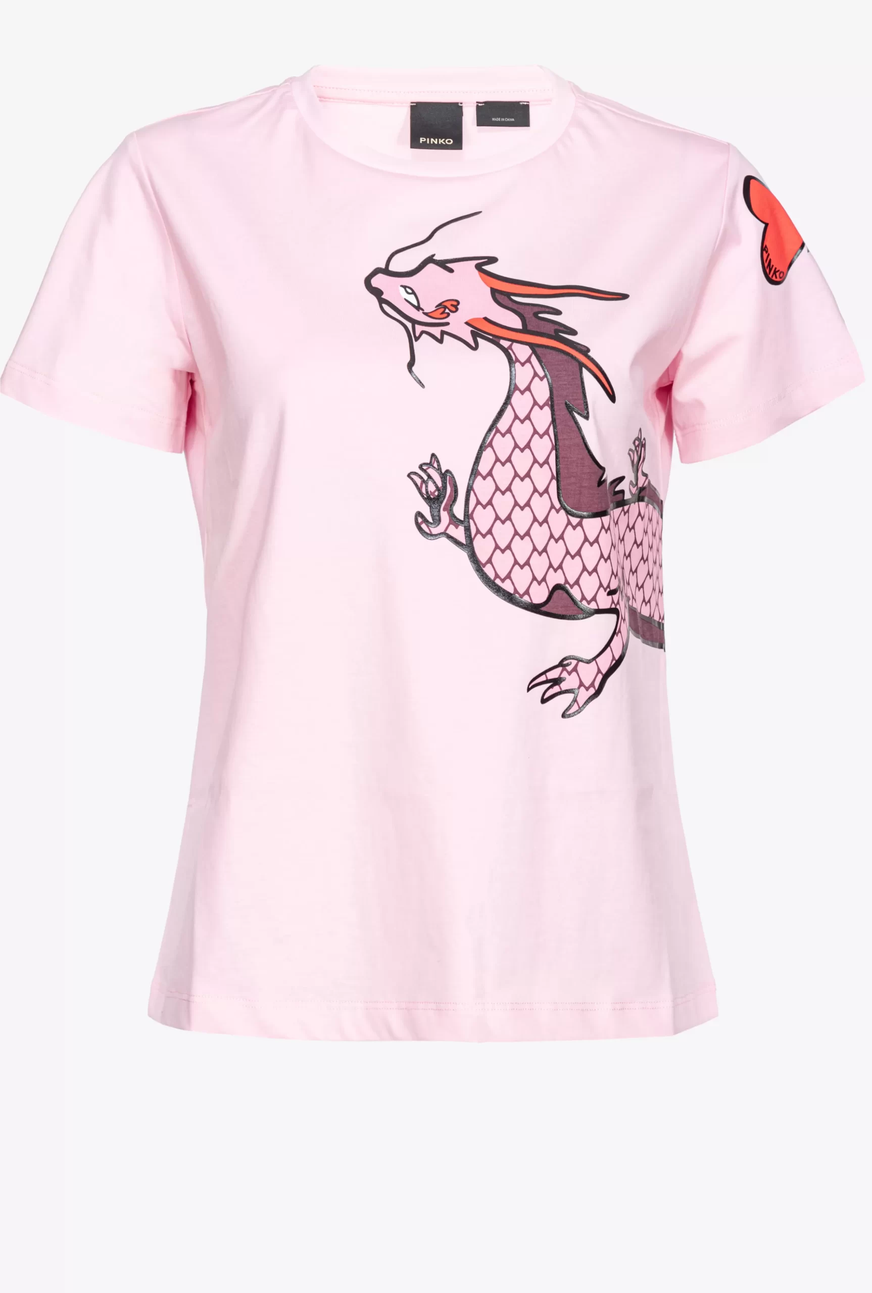 PINKO T-shirt With Dragon Print And Embroidery Shop