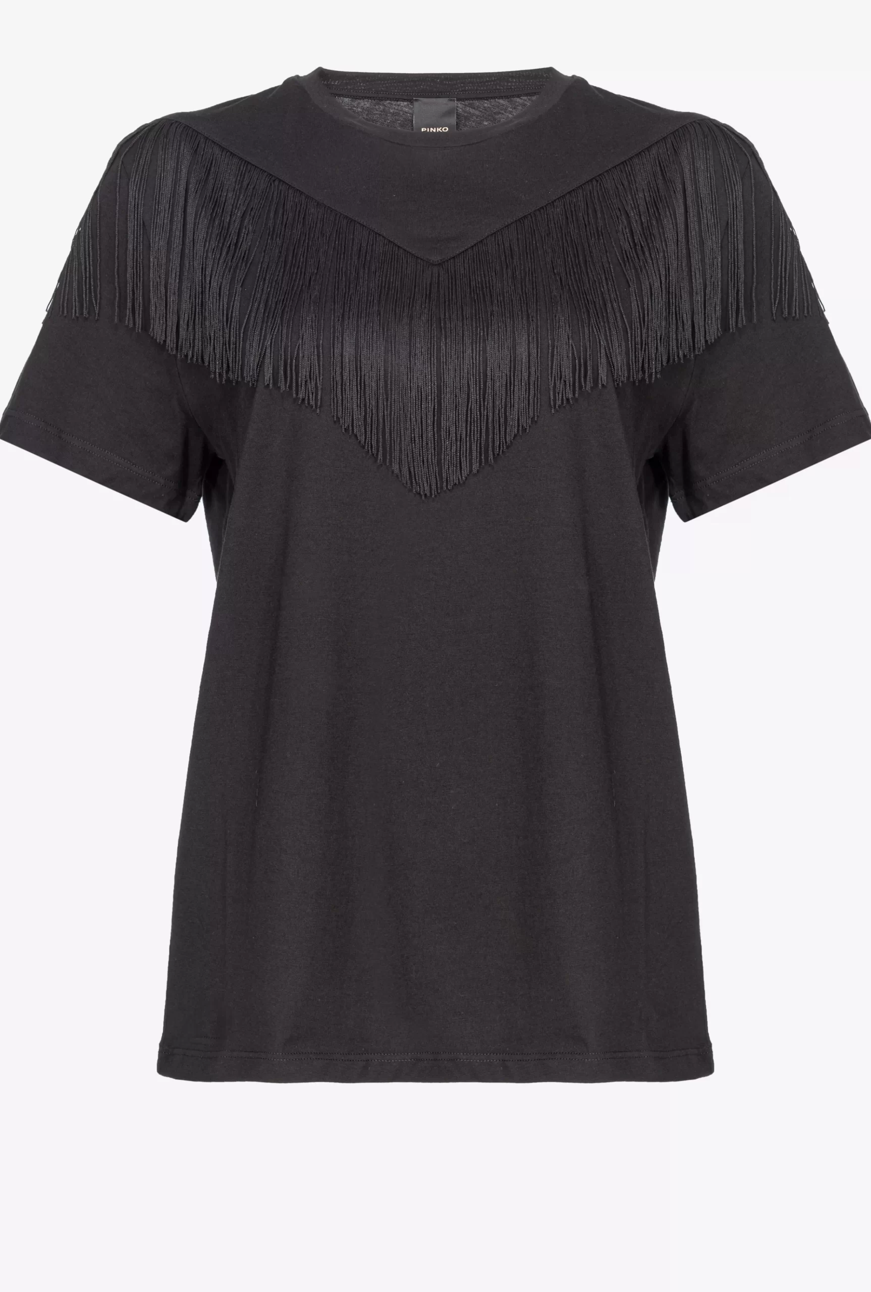 PINKO T-shirt With Fine Fringing Best Sale