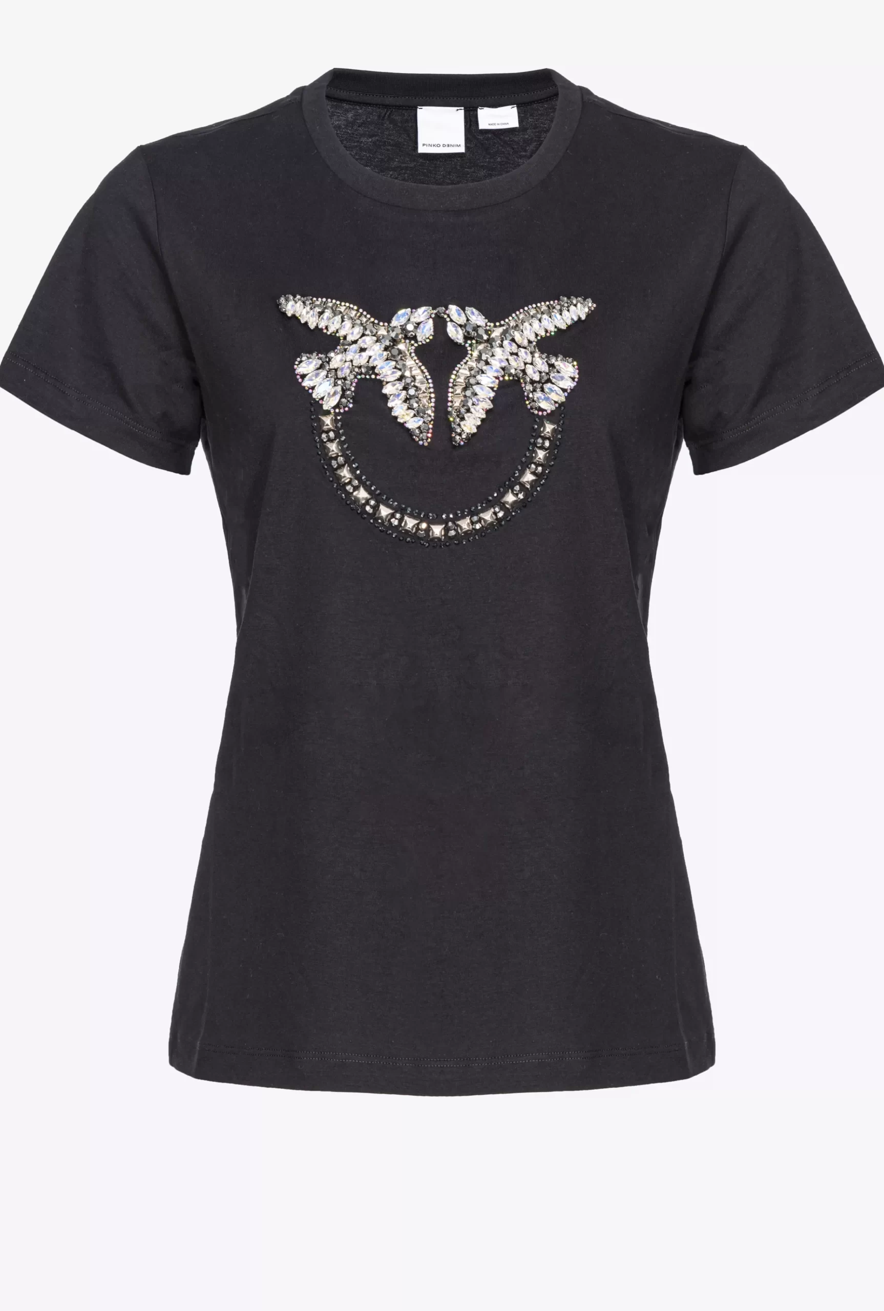 PINKO T-shirt With Love Birds Embroidery Best