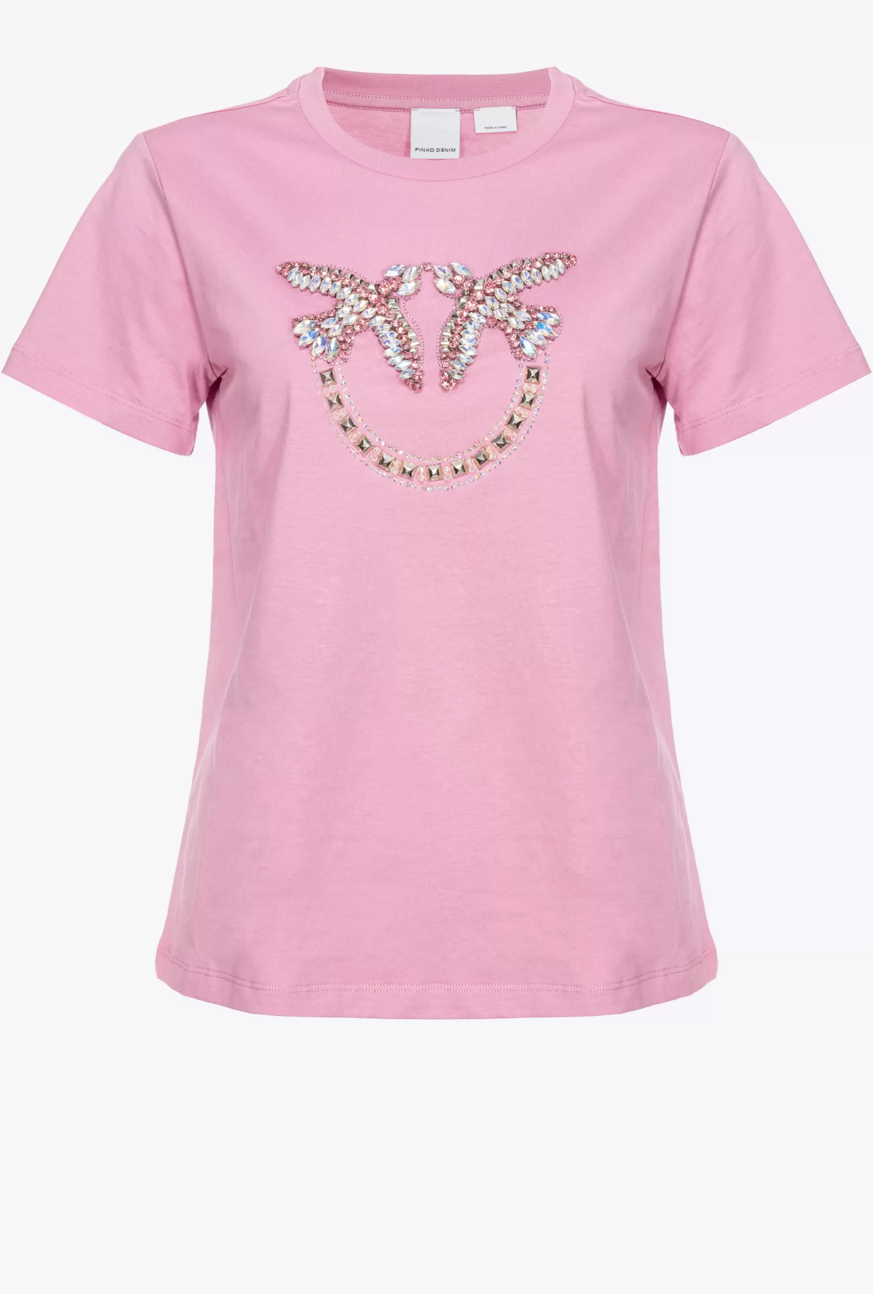 PINKO T-shirt With Love Birds Embroidery Sale