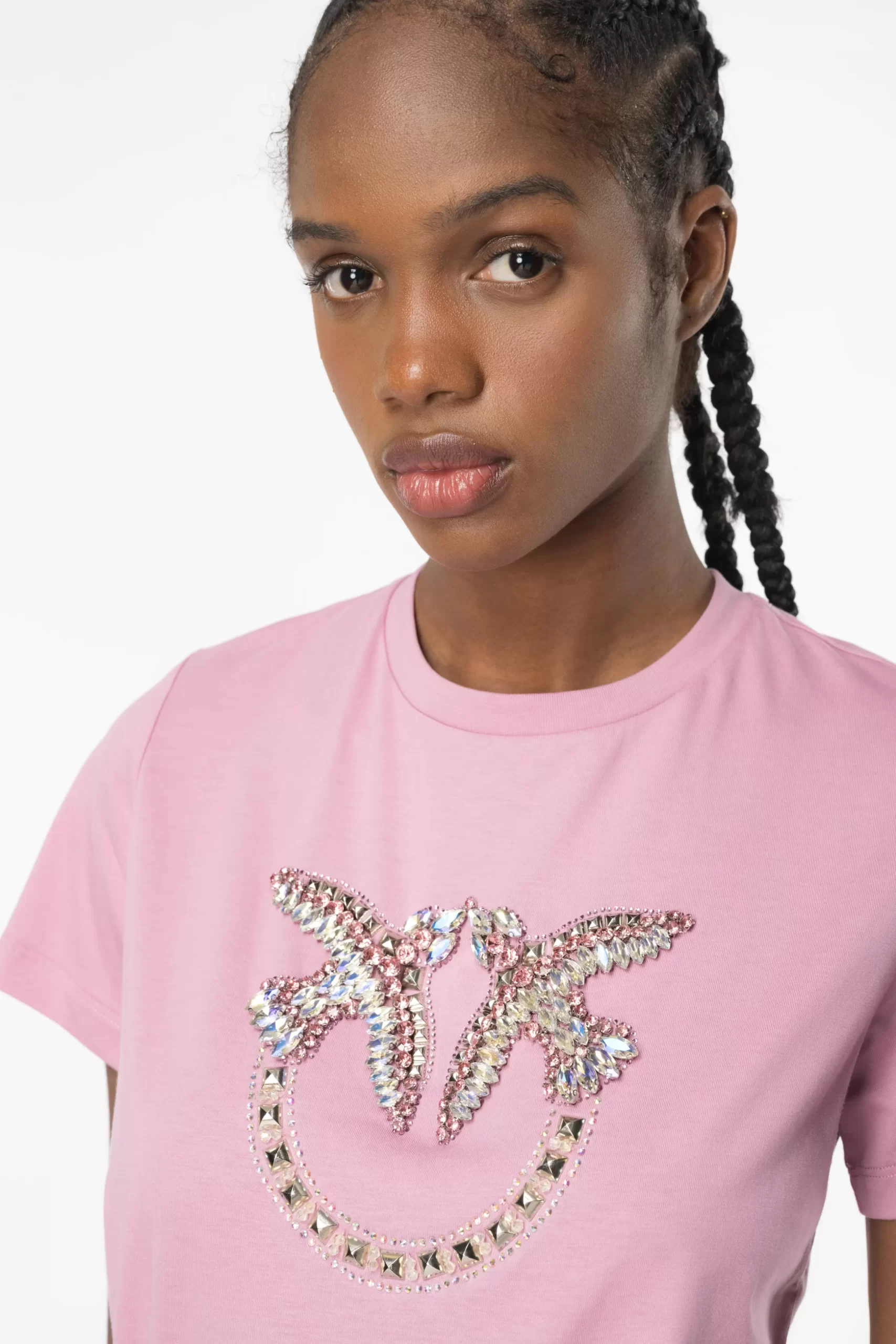 PINKO T-shirt With Love Birds Embroidery Sale