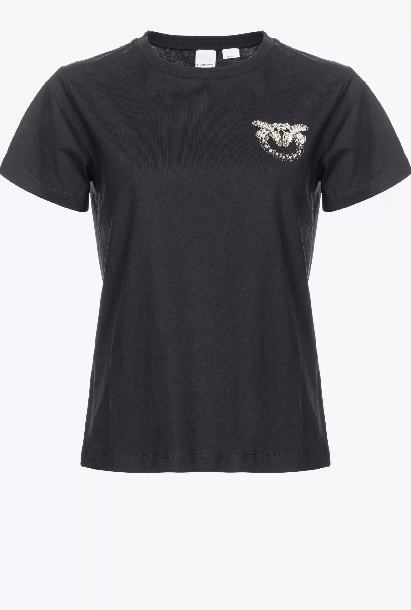 PINKO T-shirt With Mini Embroidered Love Birds Logo Outlet