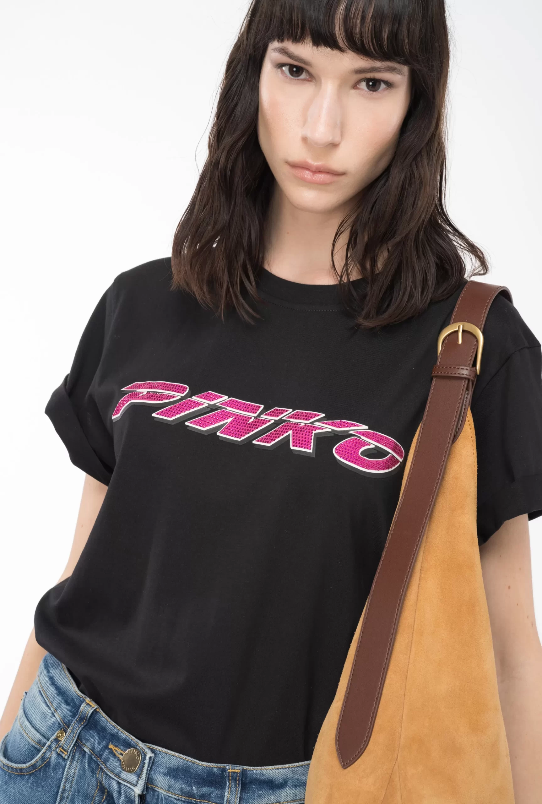 PINKO T-shirt With Rhinestoned Print Cheap