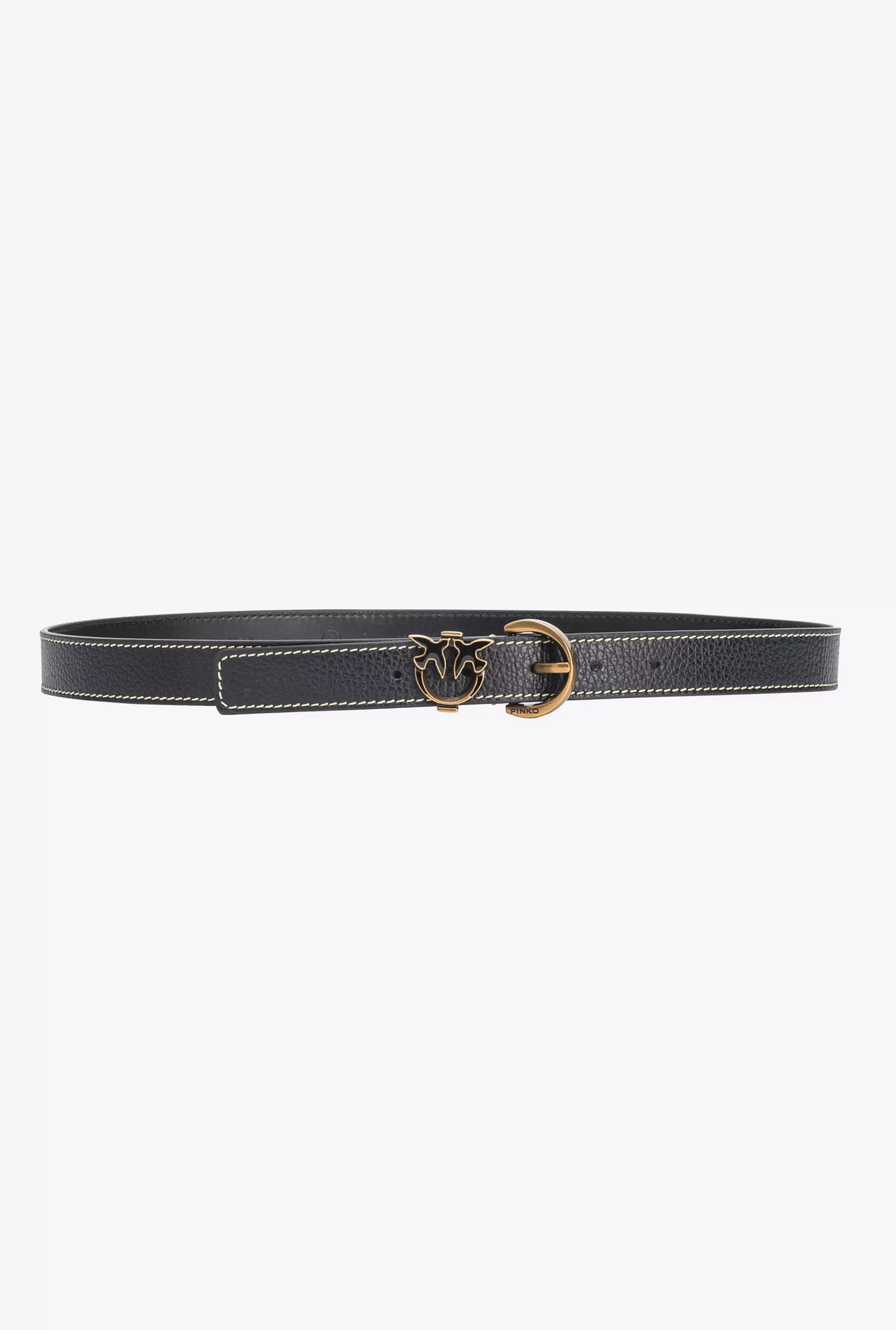 PINKO Tumbled Leather Belt With Love Birds Detail, 2.5 Cm Cheap