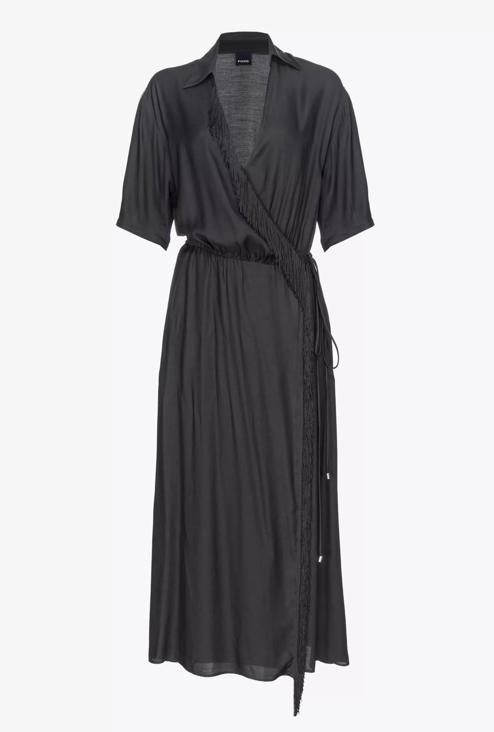 PINKO Twill Maxi Dress With Fringing Online