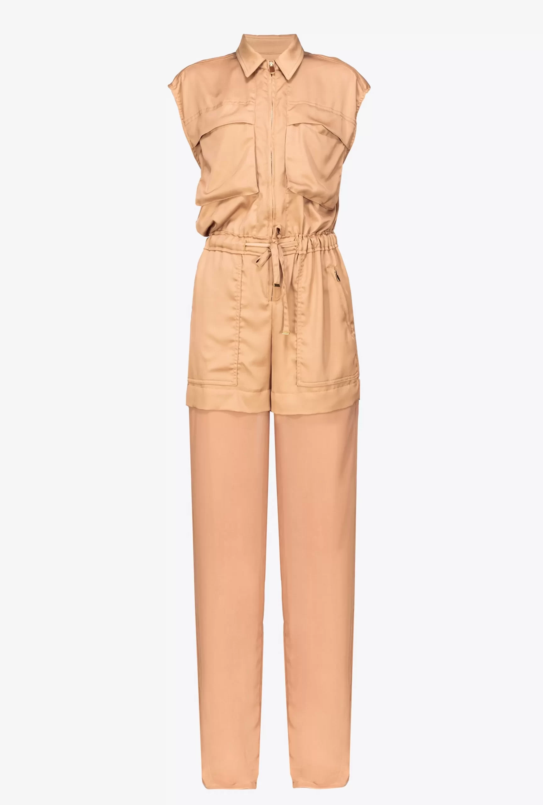 PINKO Utility-style Satin Jumpsuit With Georgette Best Sale