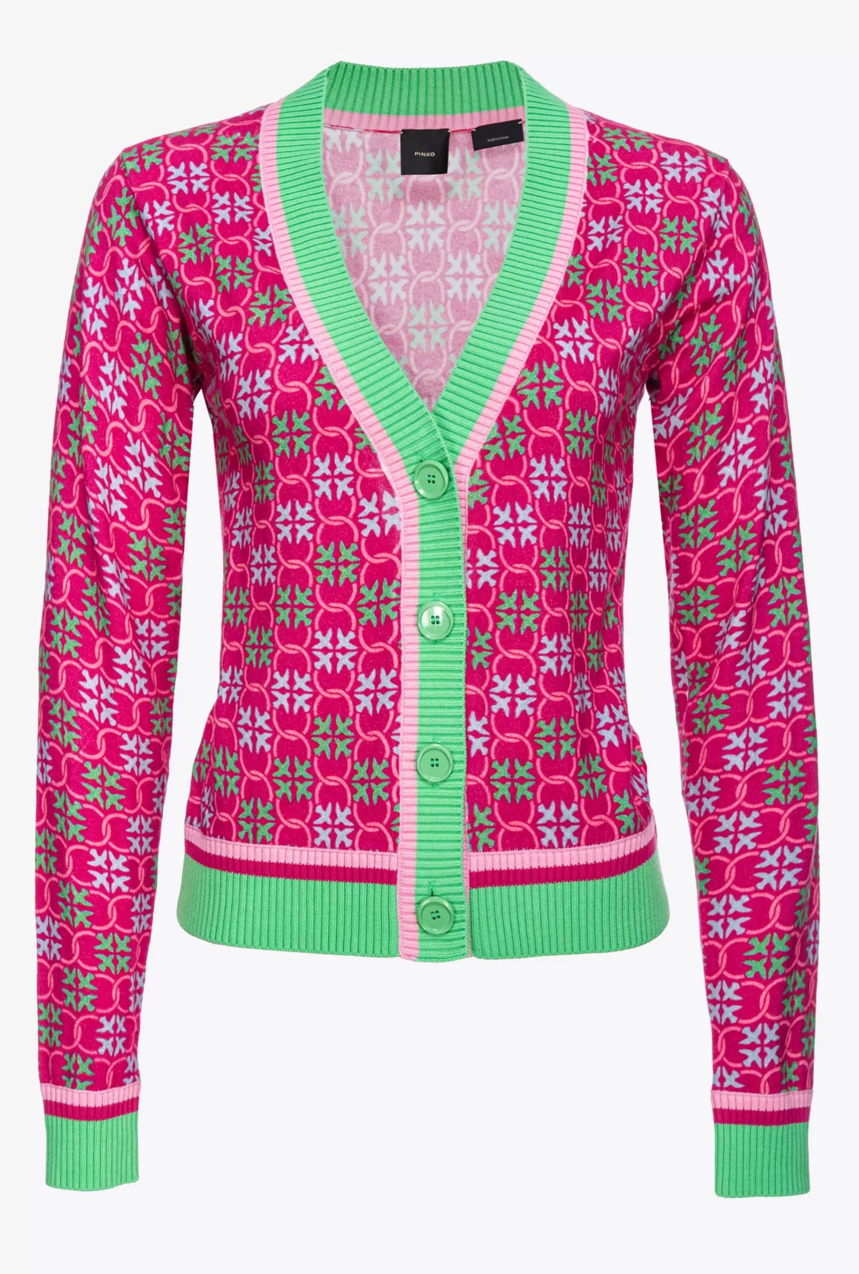 PINKO Varsity Cardigan With Multicolour Monogram Cheap