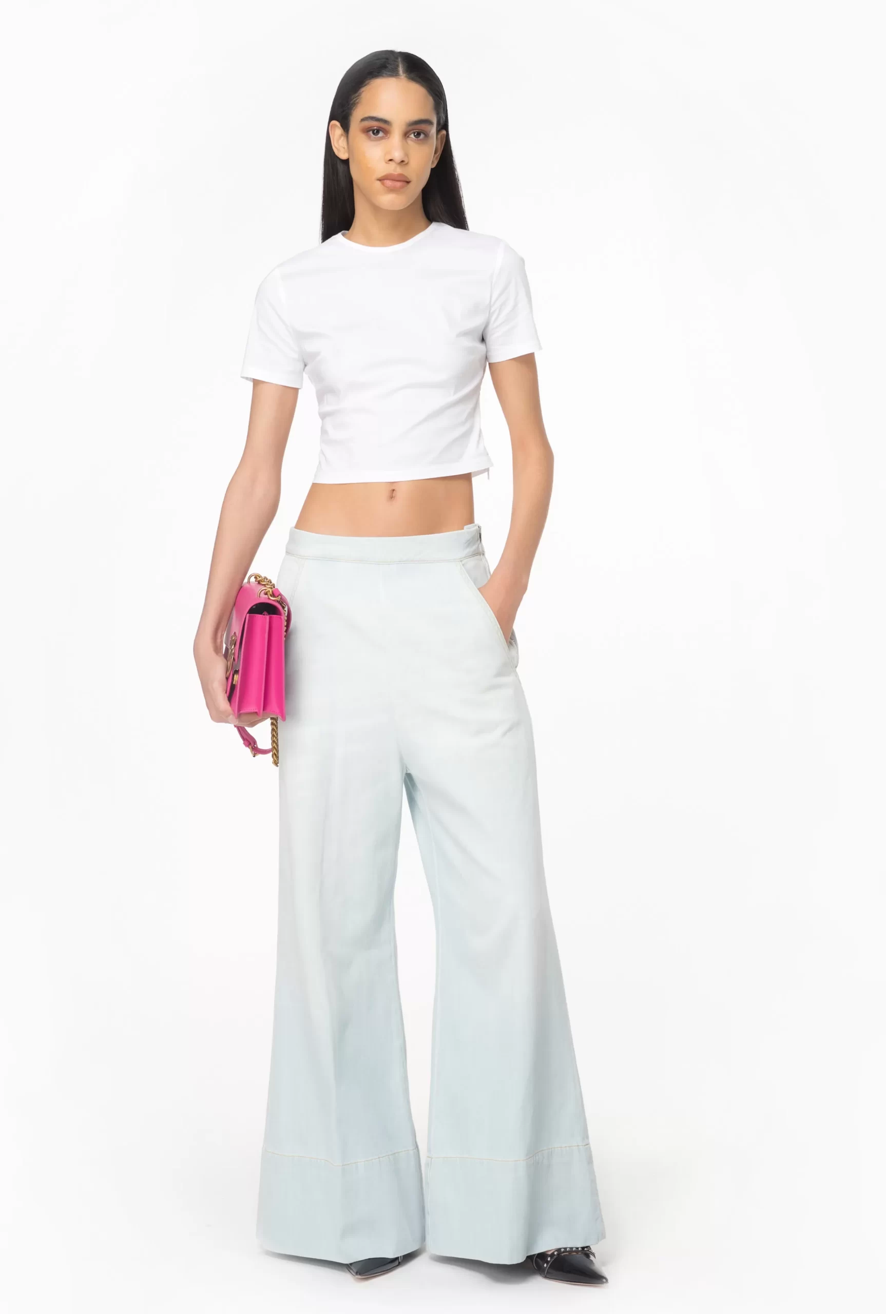 PINKO Wide-leg Baby Blue Denim Jeans Best