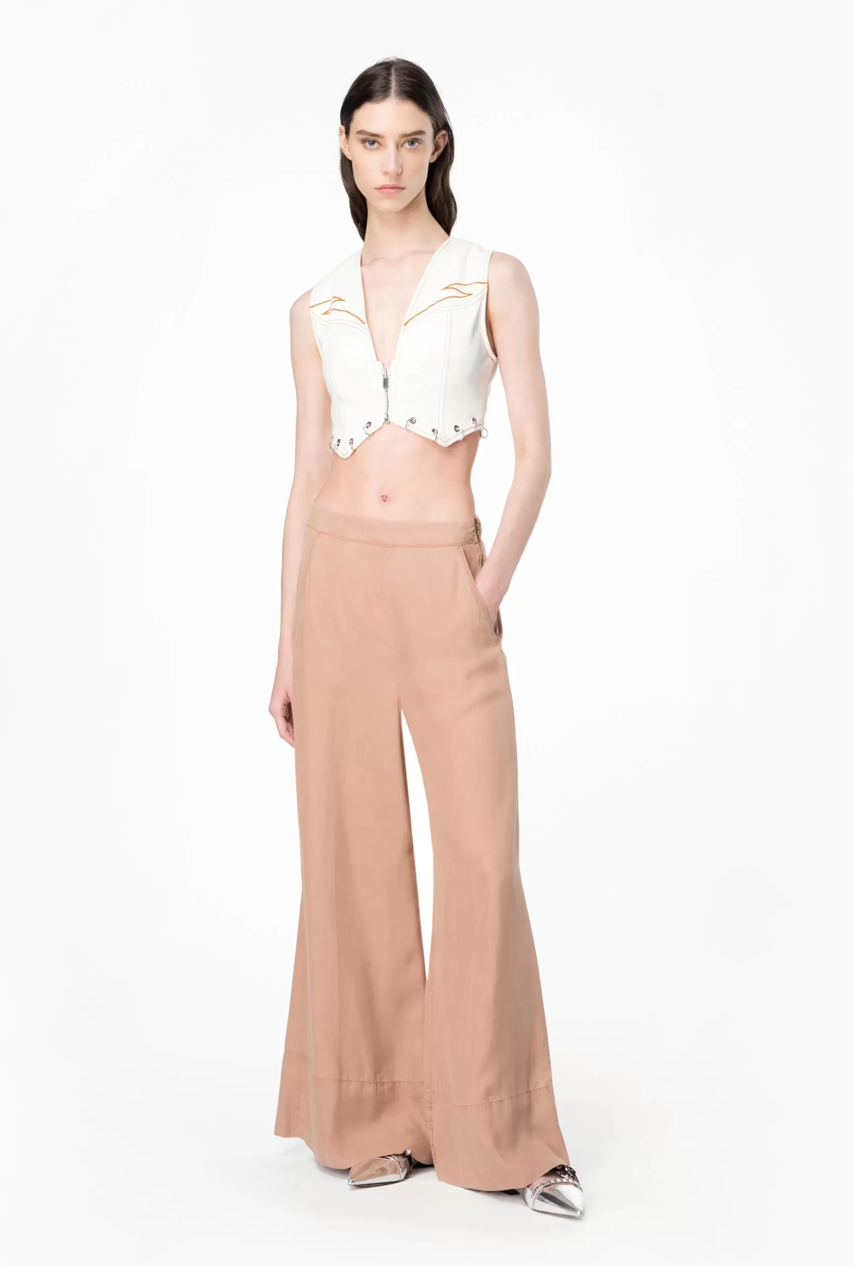 PINKO Wide-leg Lyocell Trousers Flash Sale