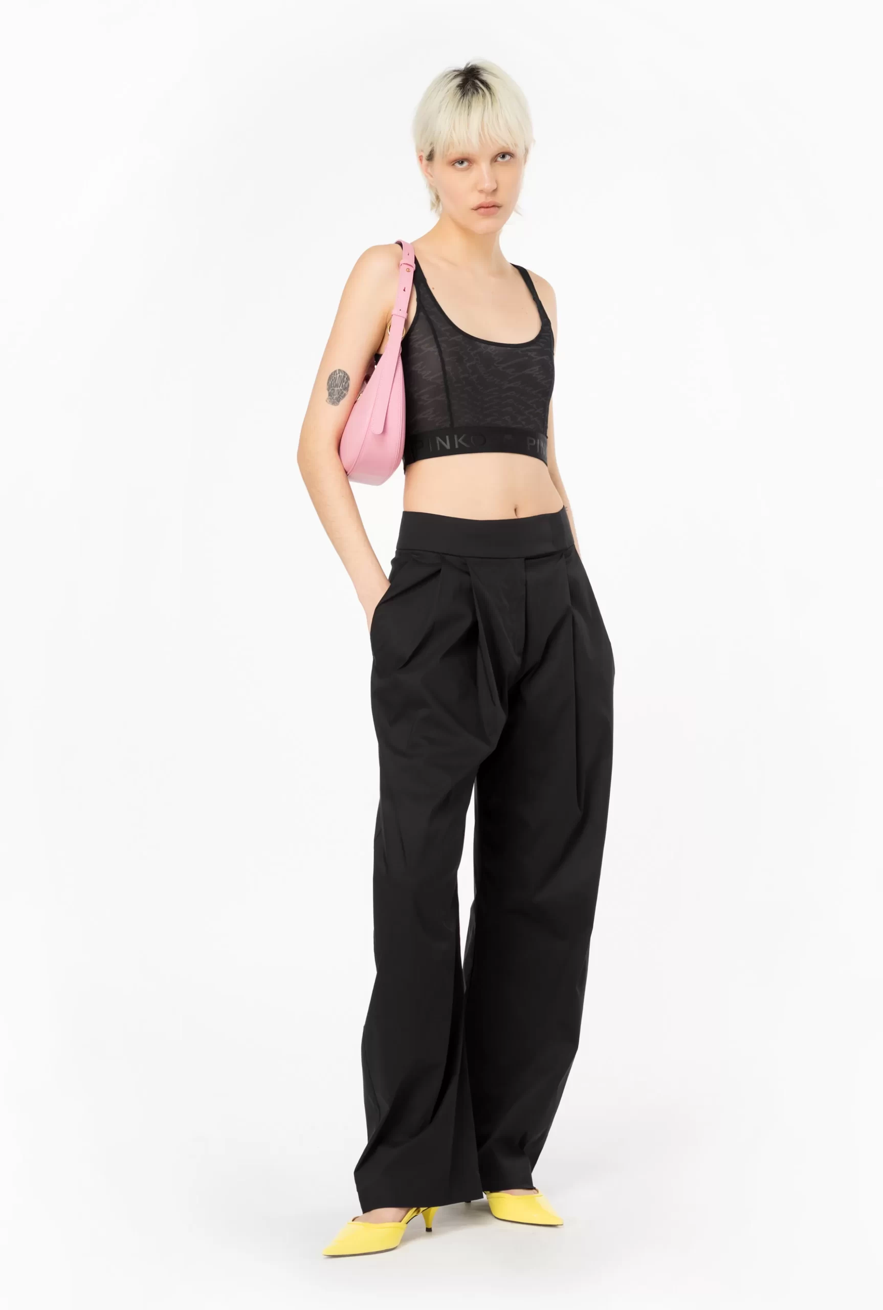 PINKO Wide-leg Technical Poplin Trousers Store