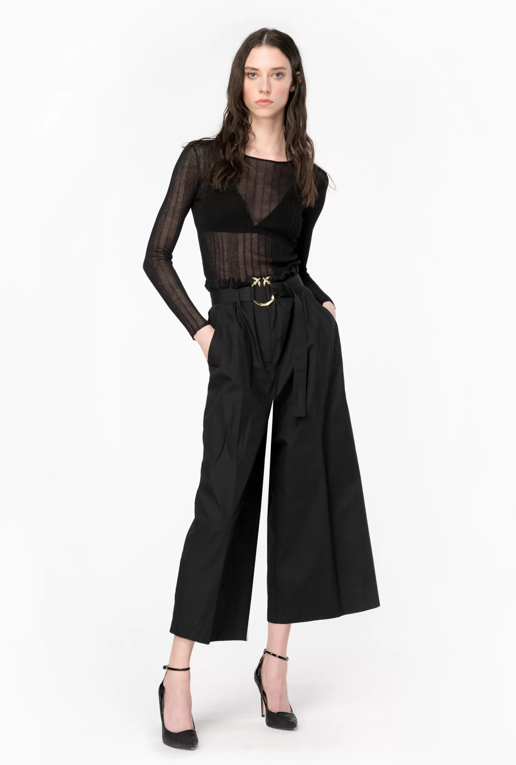 PINKO Wide-leg Trousers With Belt Fashion