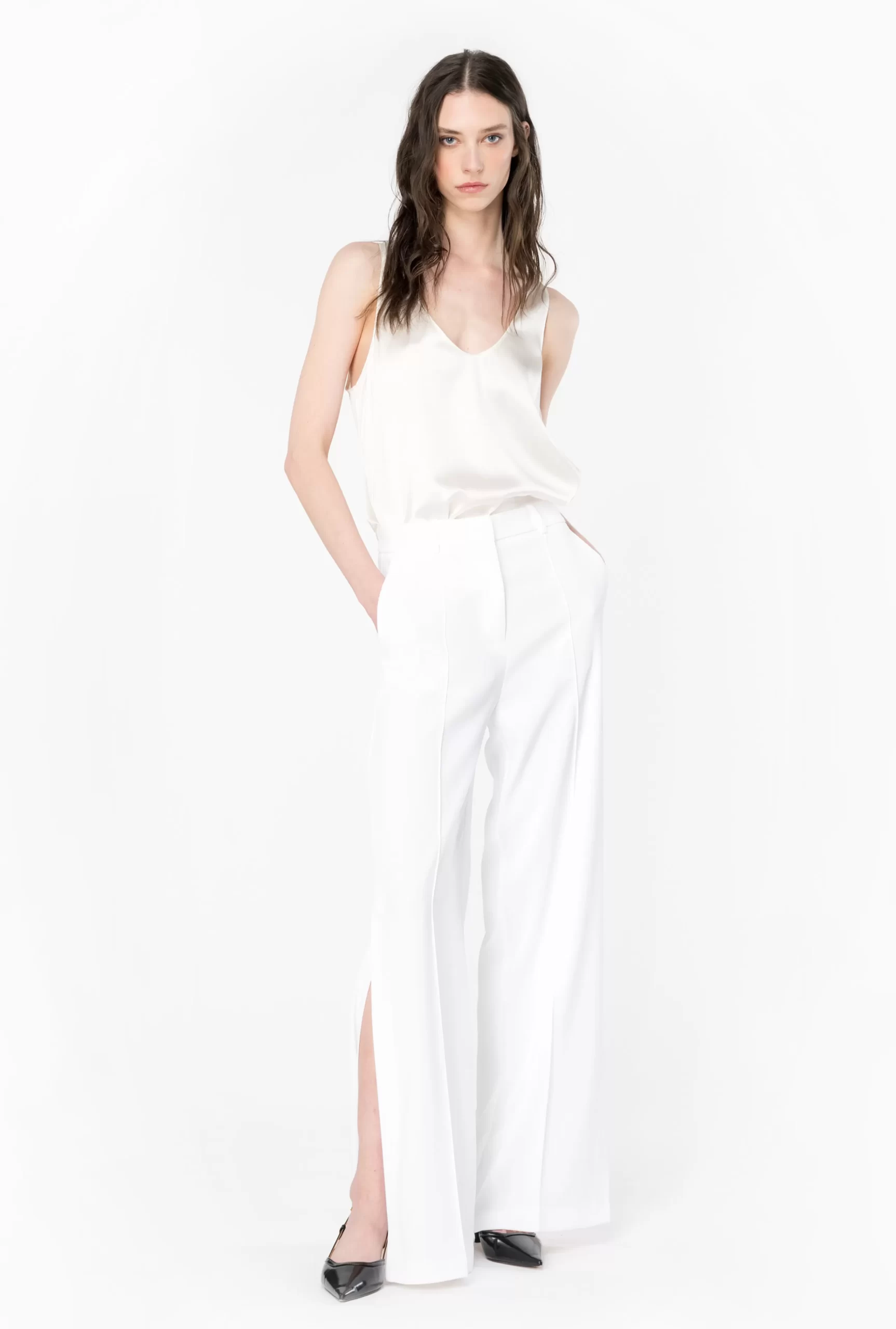 PINKO Wide-leg Trousers With Side Slit Online