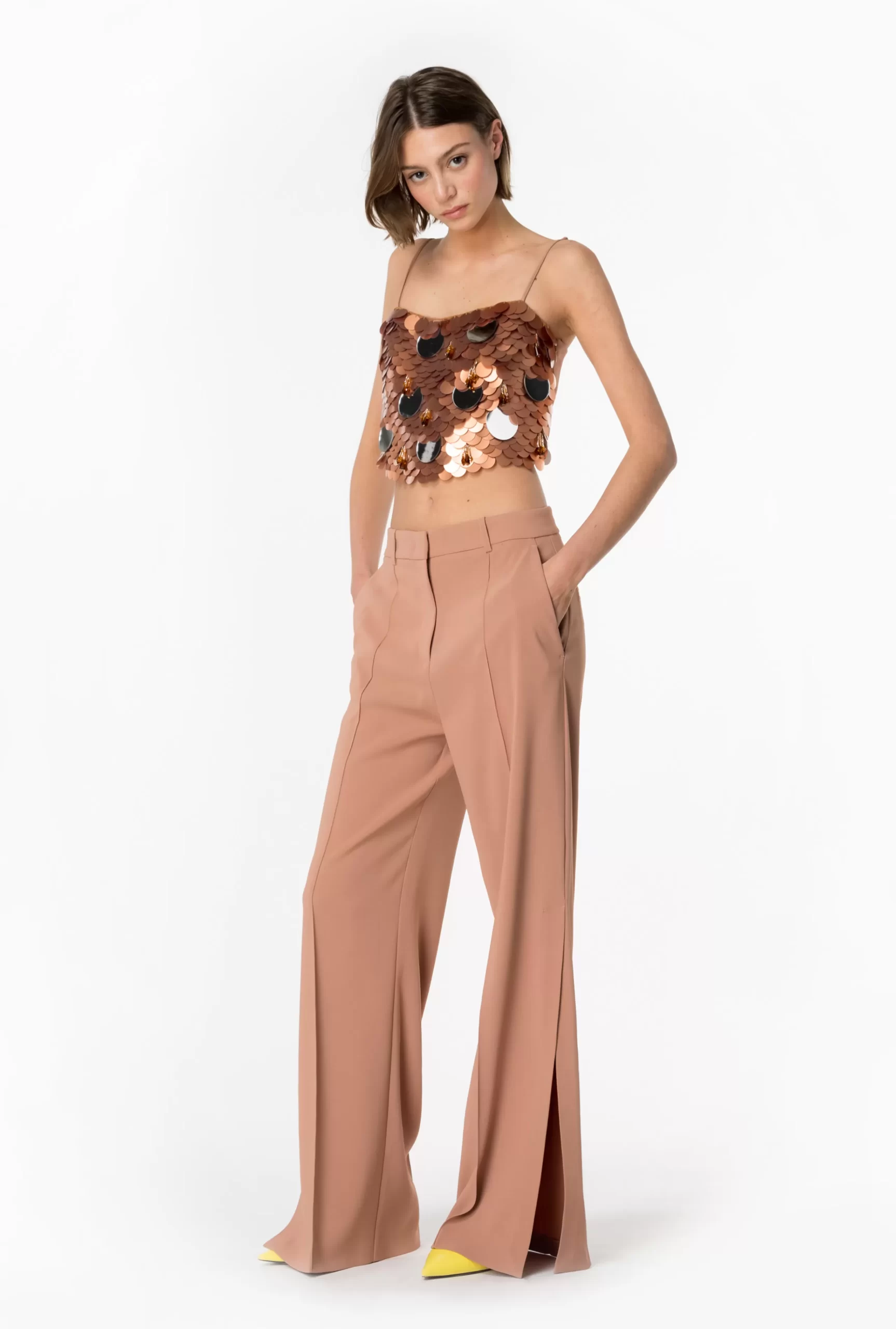 PINKO Wide-leg Trousers With Side Slit Shop