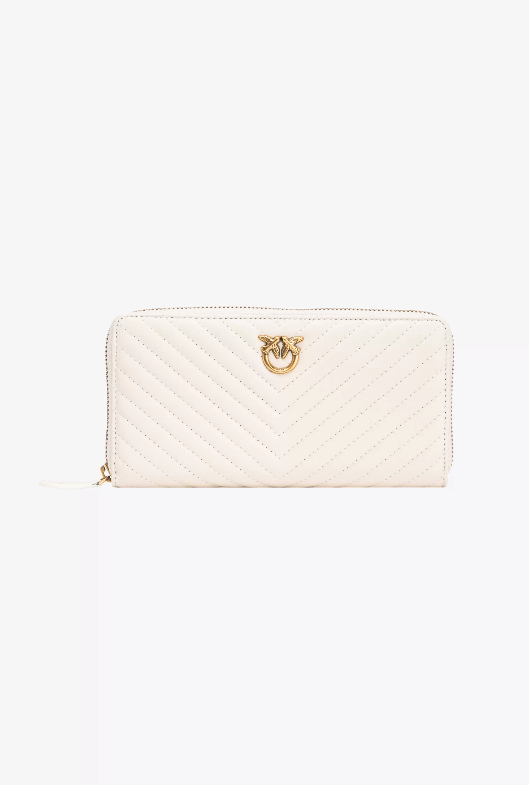 PINKO Zip-around Wallet In Chevron-patterned Nappa Leather Fashion