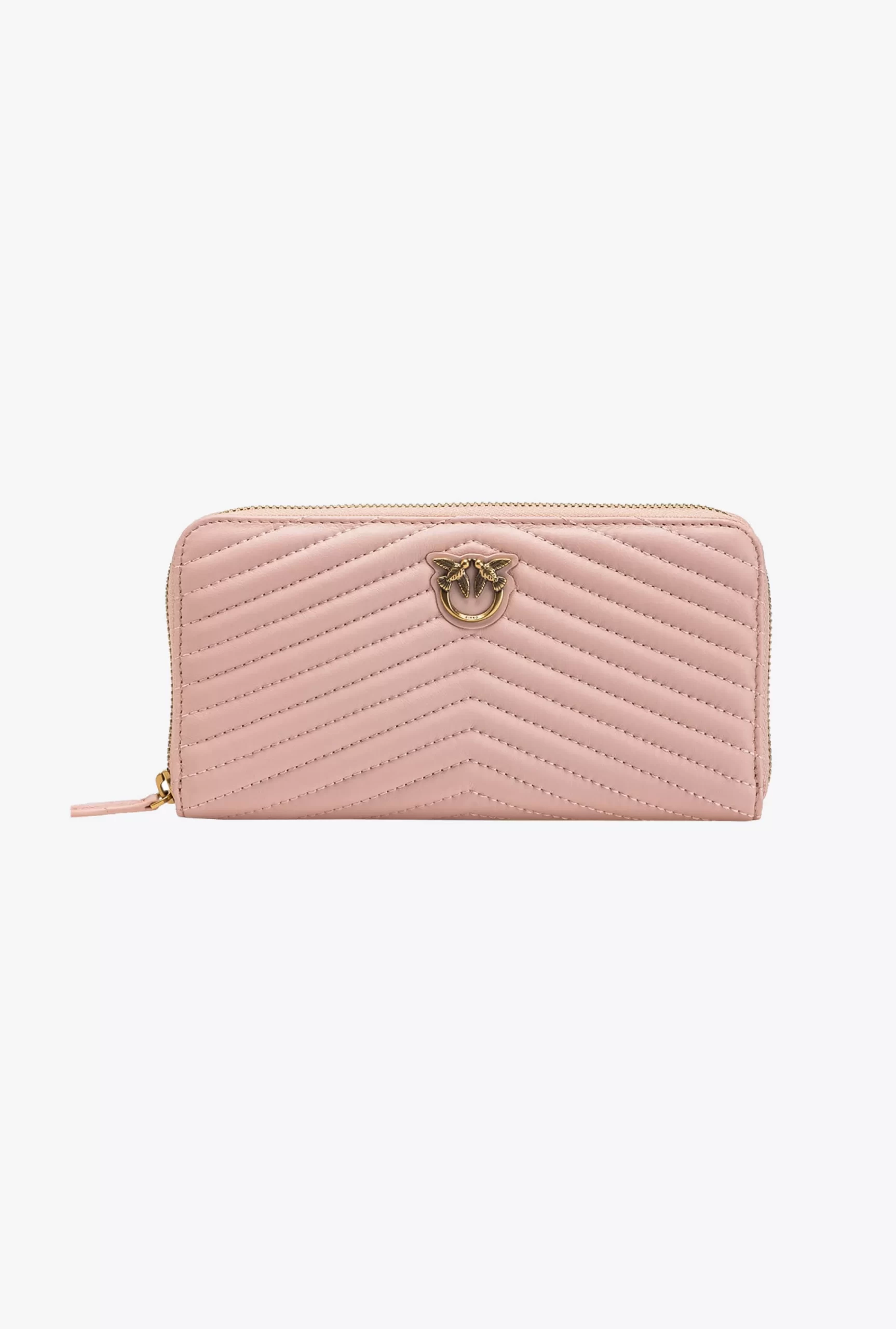 PINKO Zip-around Wallet In Chevron-patterned Nappa Leather Store